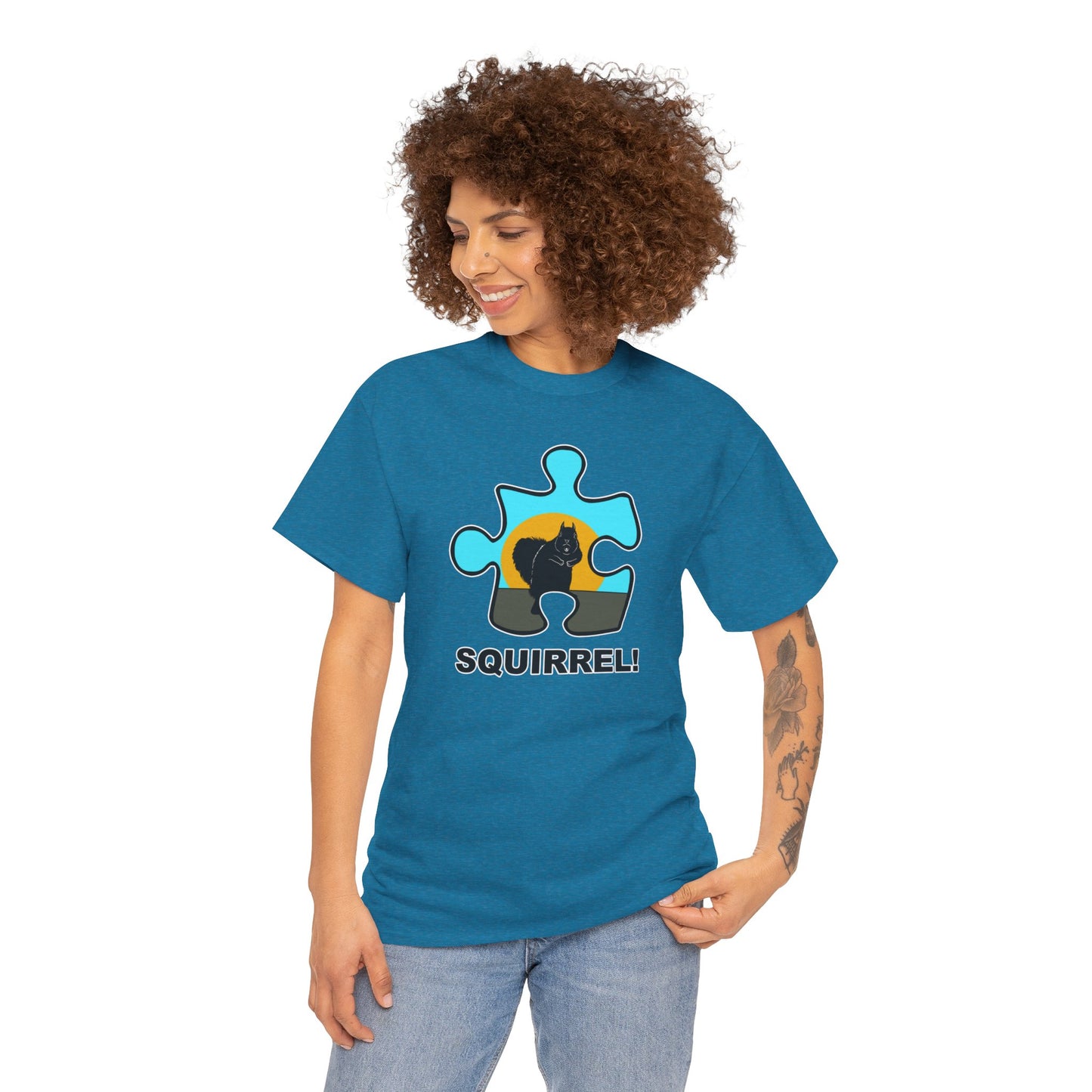 Squirrel Puzzle Piece T-Shirt – Fun Wildlife Graphic Tee – Unisex Heavy Cotton Shirt