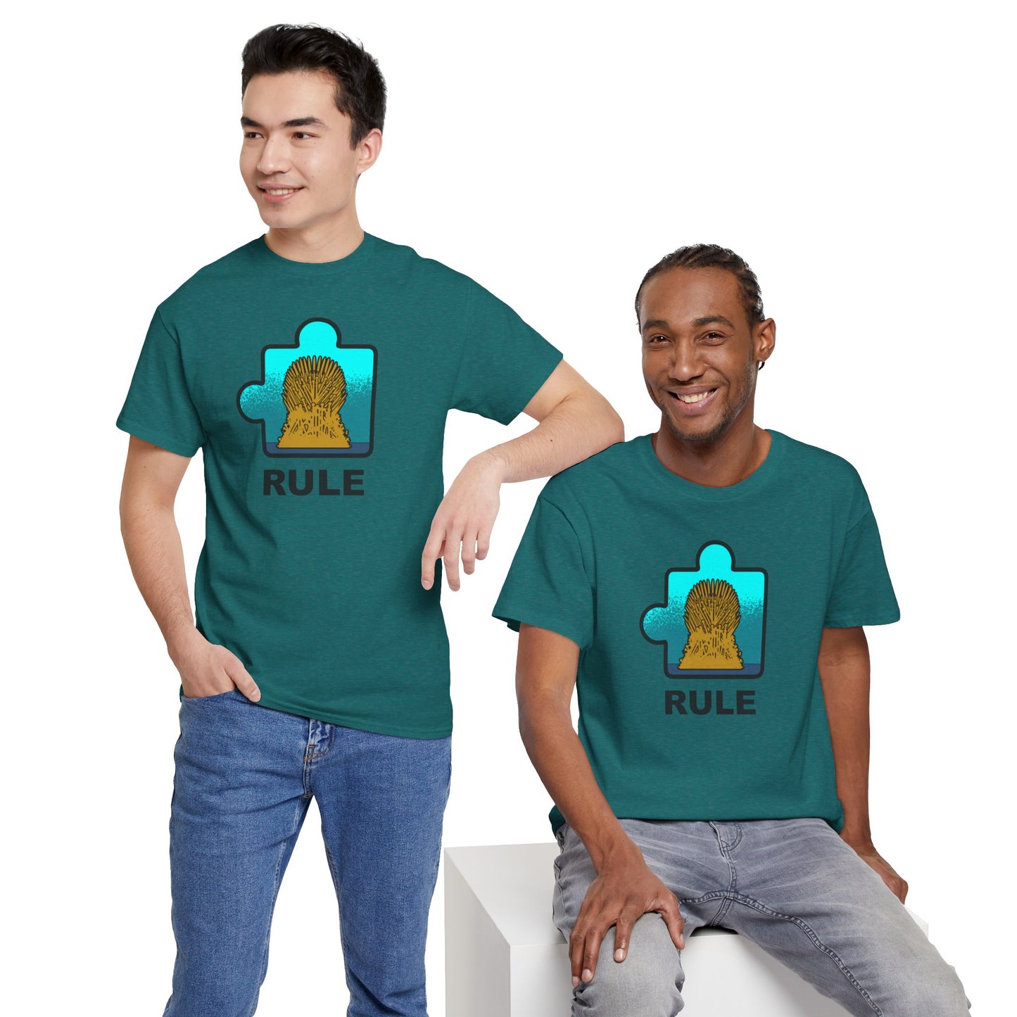 Throne Puzzle Piece T-Shirt – ‘Rule’ Graphic Tee – Unisex Heavy Cotton Shirt