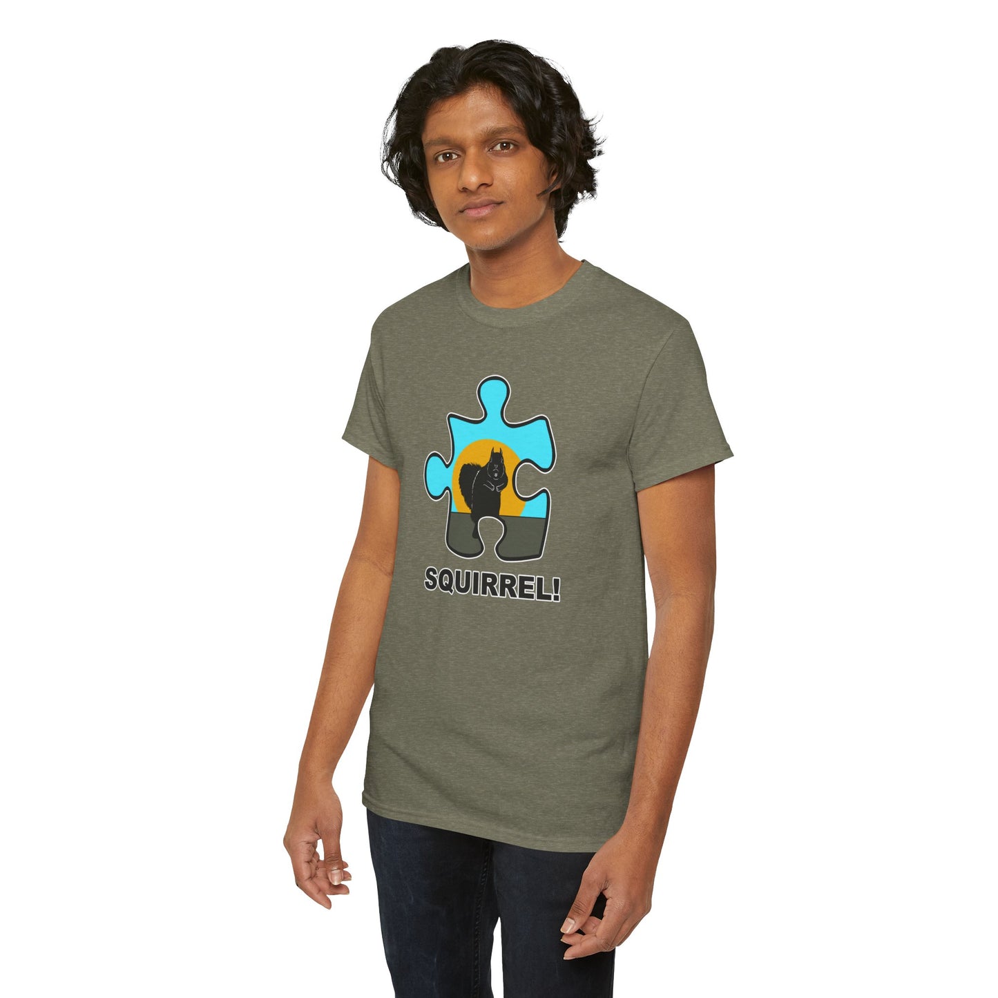 Squirrel Puzzle Piece T-Shirt – Fun Wildlife Graphic Tee – Unisex Heavy Cotton Shirt