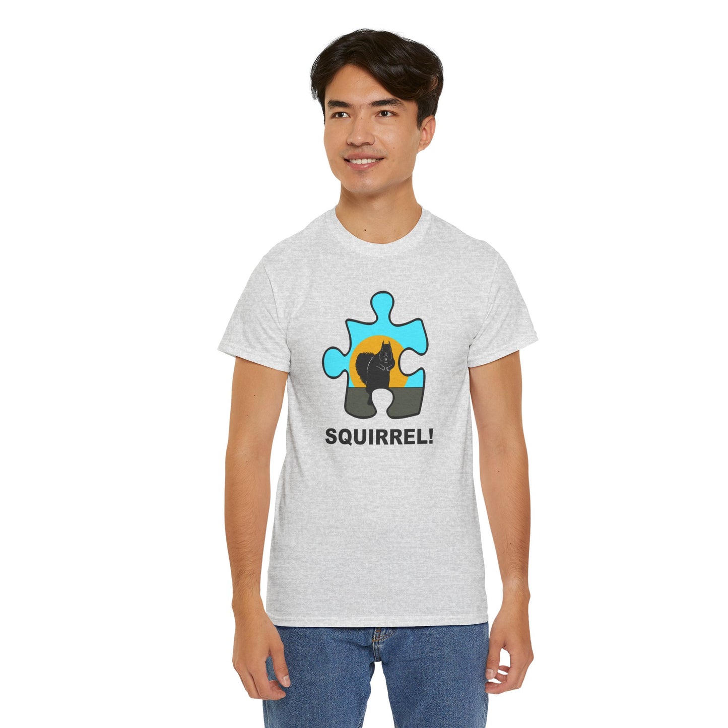 Squirrel Puzzle Piece T-Shirt – Fun Wildlife Graphic Tee – Unisex Heavy Cotton Shirt