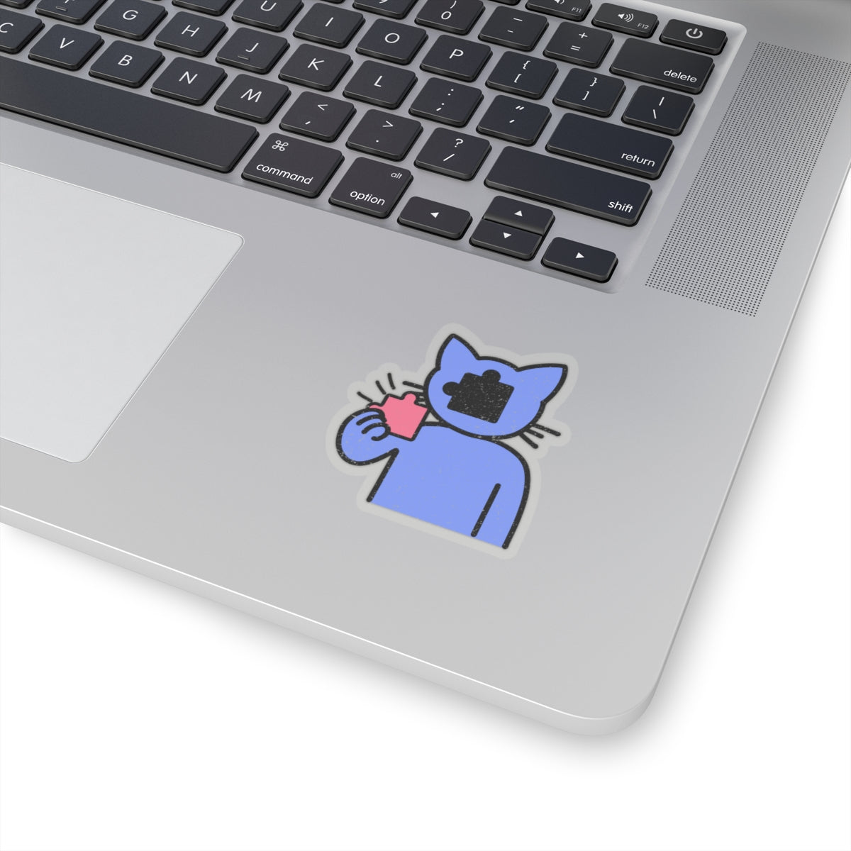 Cat & Puzzle Piece Kiss-Cut Stickers – Distressed Style by Trash Cat Tee's
