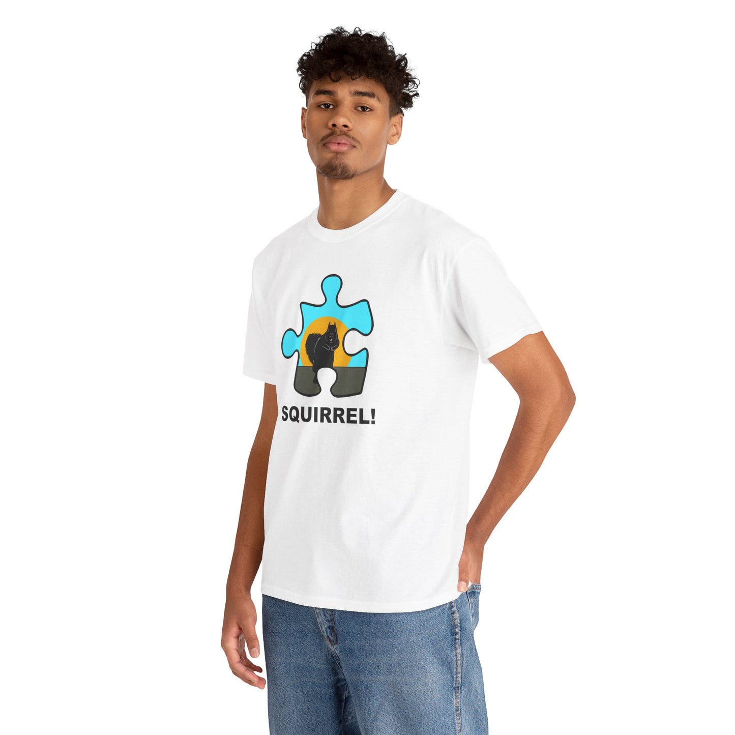 Squirrel Puzzle Piece T-Shirt – Fun Wildlife Graphic Tee – Unisex Heavy Cotton Shirt