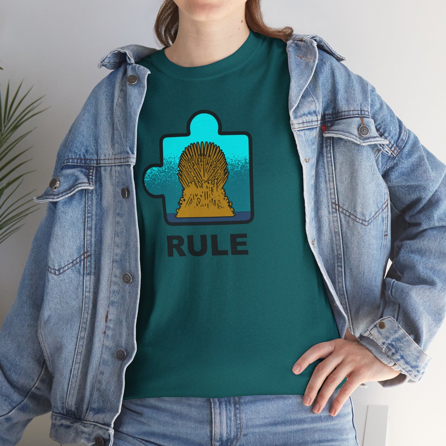 Throne Puzzle Piece T-Shirt – ‘Rule’ Graphic Tee – Unisex Heavy Cotton Shirt