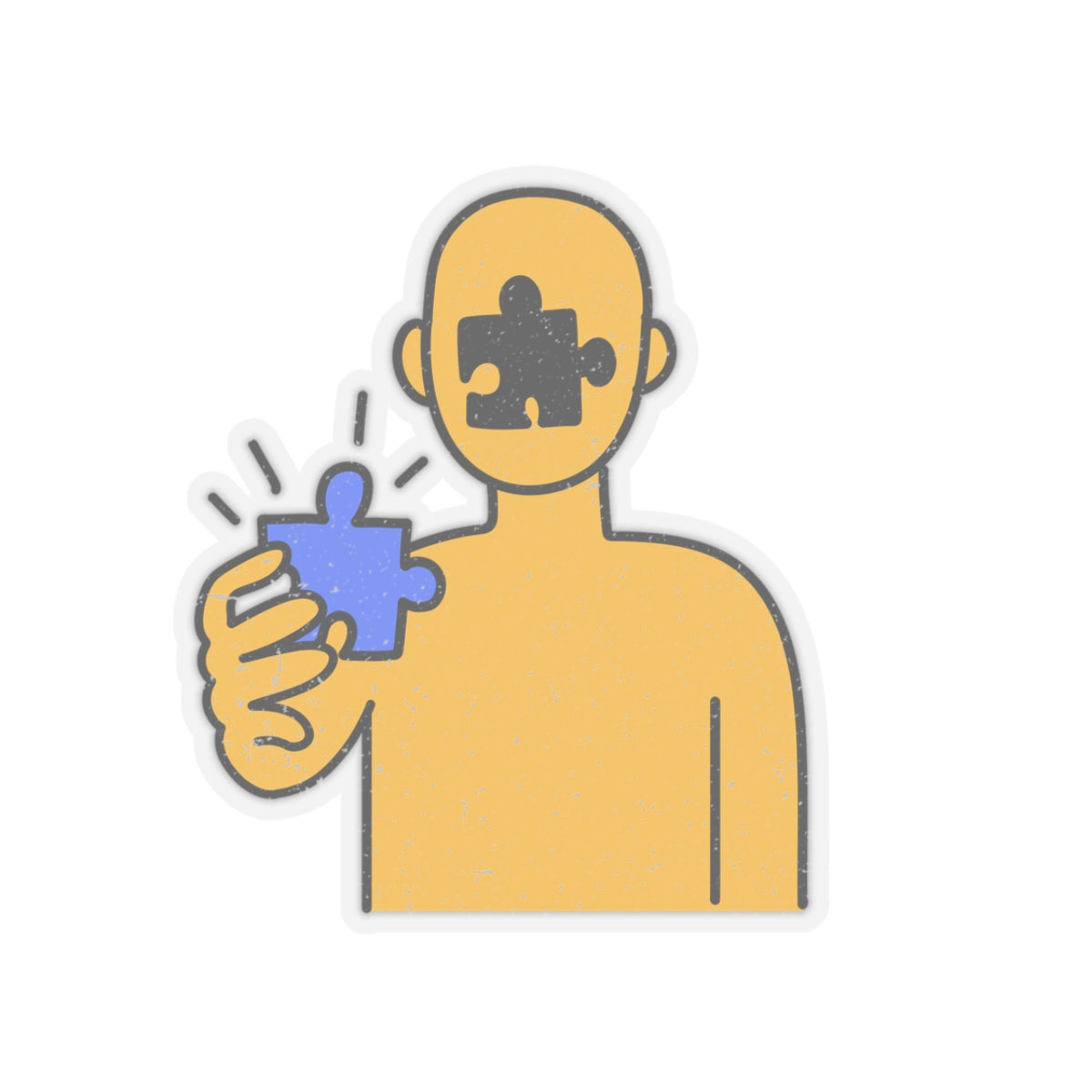 Person Gazing Puzzle Piece Stickers – Distressed Style Kiss-Cut Sticker