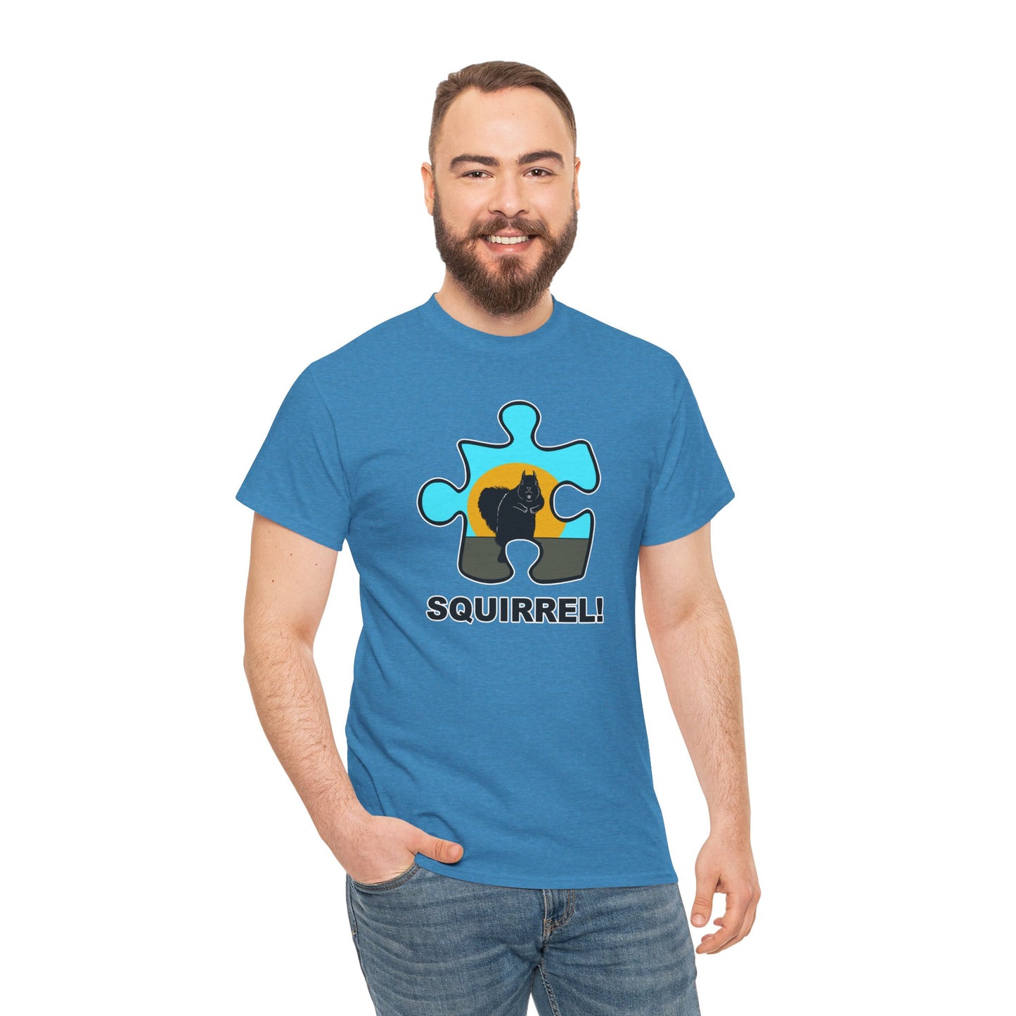 Squirrel Puzzle Piece T-Shirt – Fun Wildlife Graphic Tee – Unisex Heavy Cotton Shirt