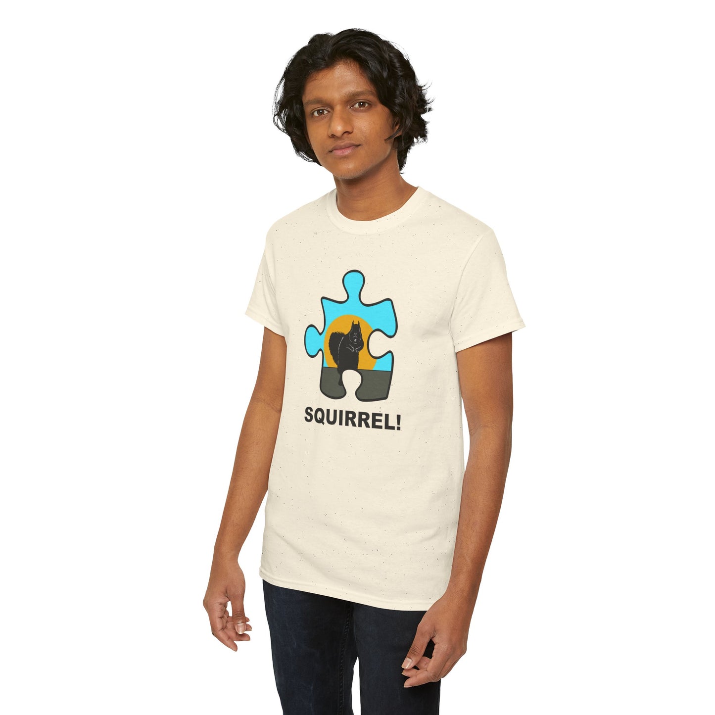 Squirrel Puzzle Piece T-Shirt – Fun Wildlife Graphic Tee – Unisex Heavy Cotton Shirt