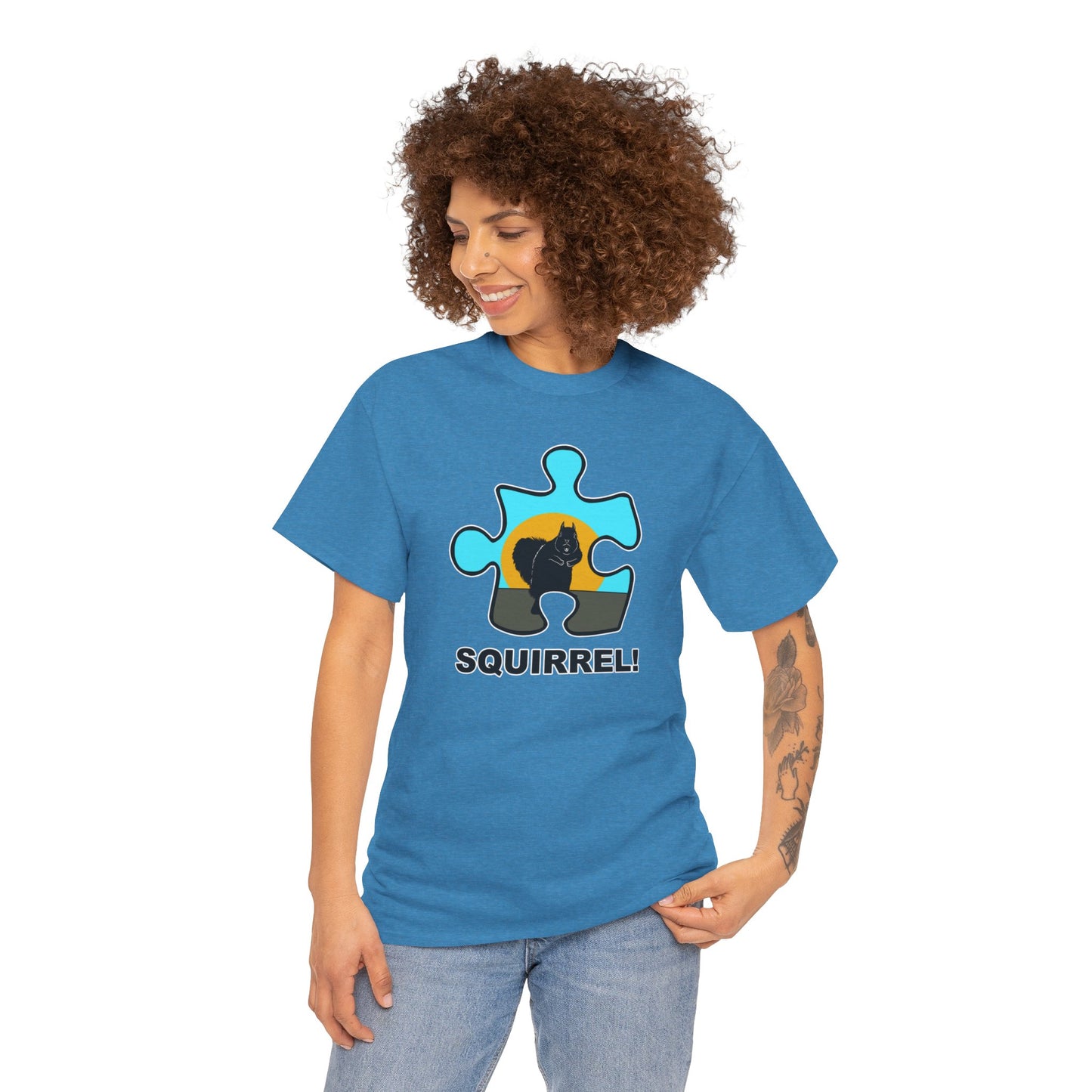 Squirrel Puzzle Piece T-Shirt – Fun Wildlife Graphic Tee – Unisex Heavy Cotton Shirt