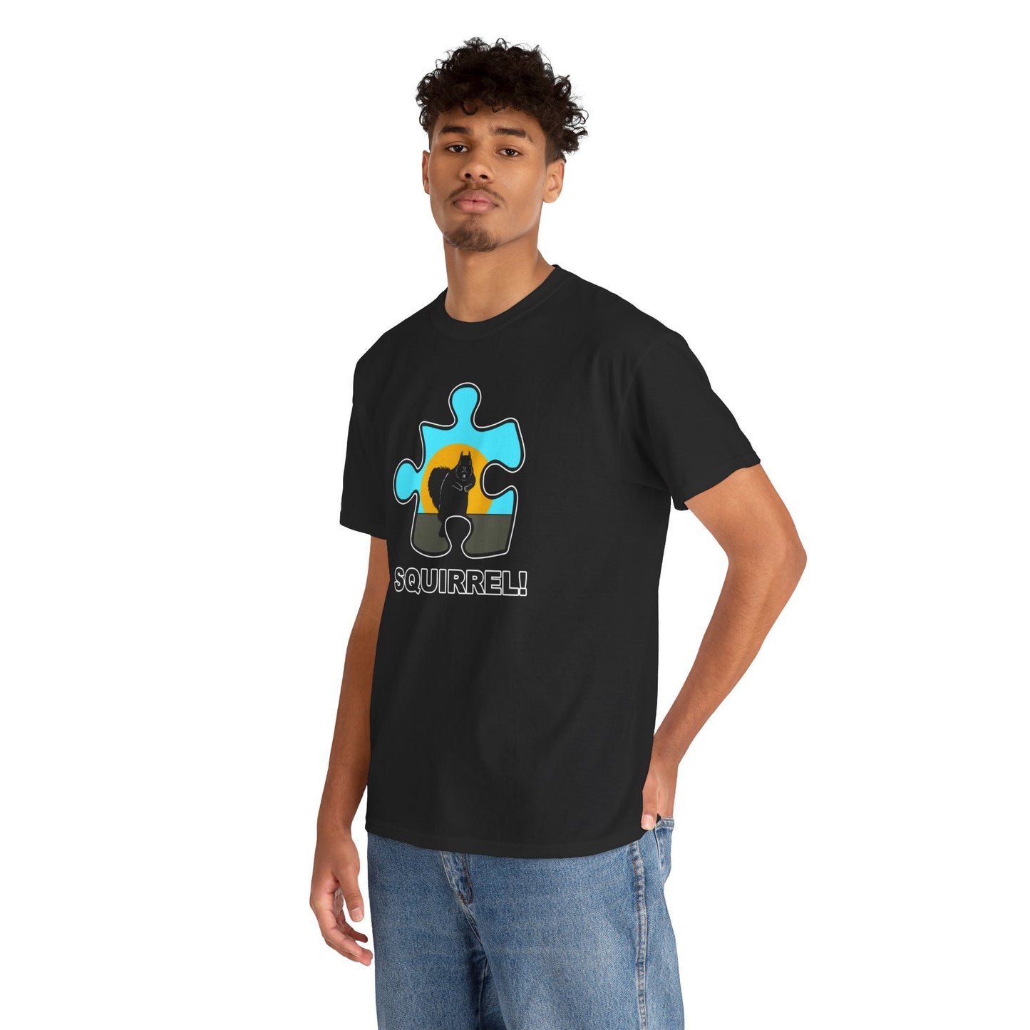 Squirrel Puzzle Piece T-Shirt – Fun Wildlife Graphic Tee – Unisex Heavy Cotton Shirt