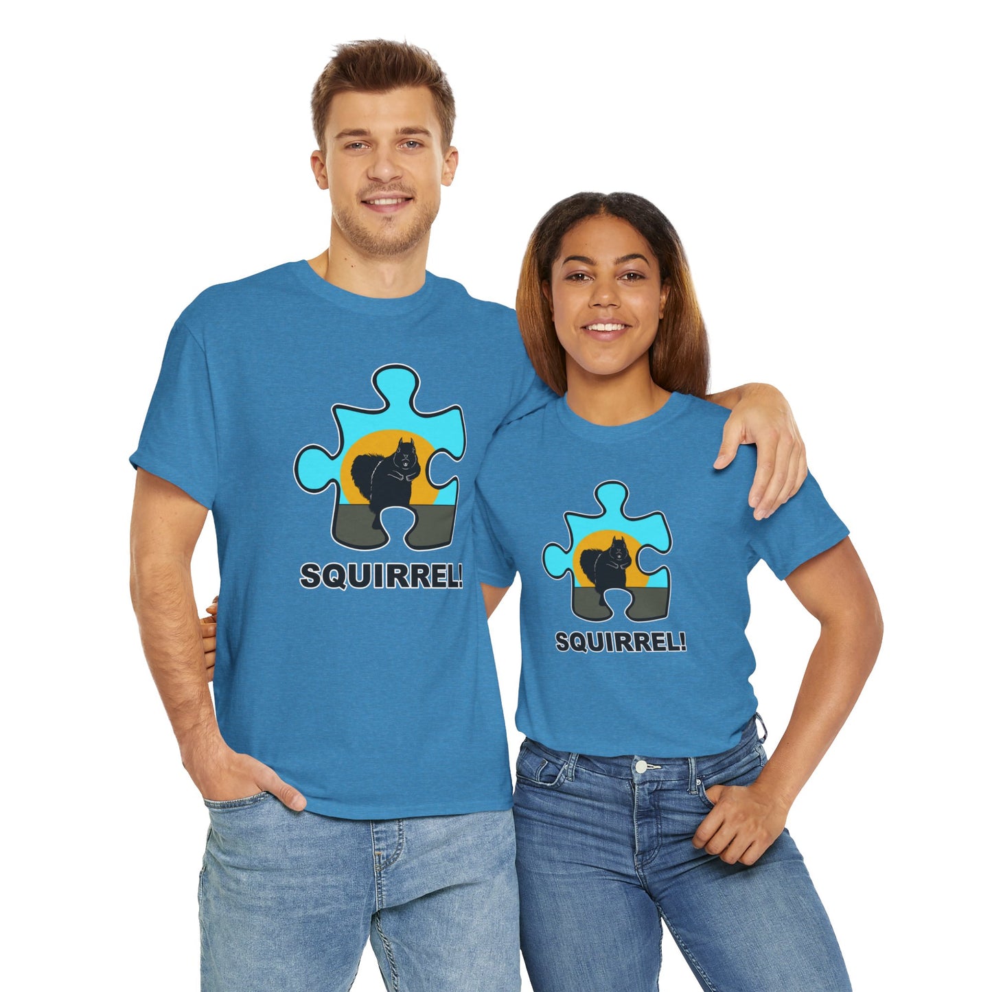 Squirrel Puzzle Piece T-Shirt – Fun Wildlife Graphic Tee – Unisex Heavy Cotton Shirt
