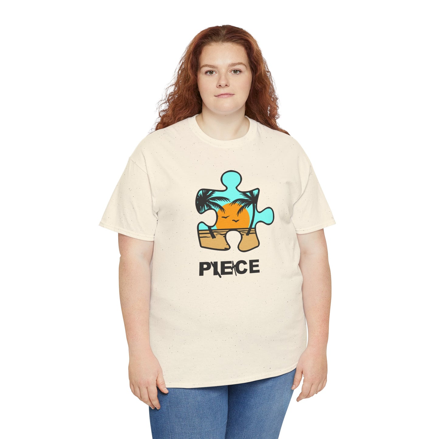 Peace Puzzle Piece T-Shirt – Clean Beach Graphic Tee – Unisex Heavy Cotton Shirt for Tranquil Vibes
