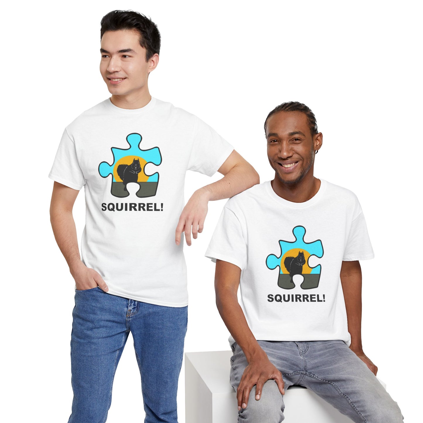 Squirrel Puzzle Piece T-Shirt – Fun Wildlife Graphic Tee – Unisex Heavy Cotton Shirt