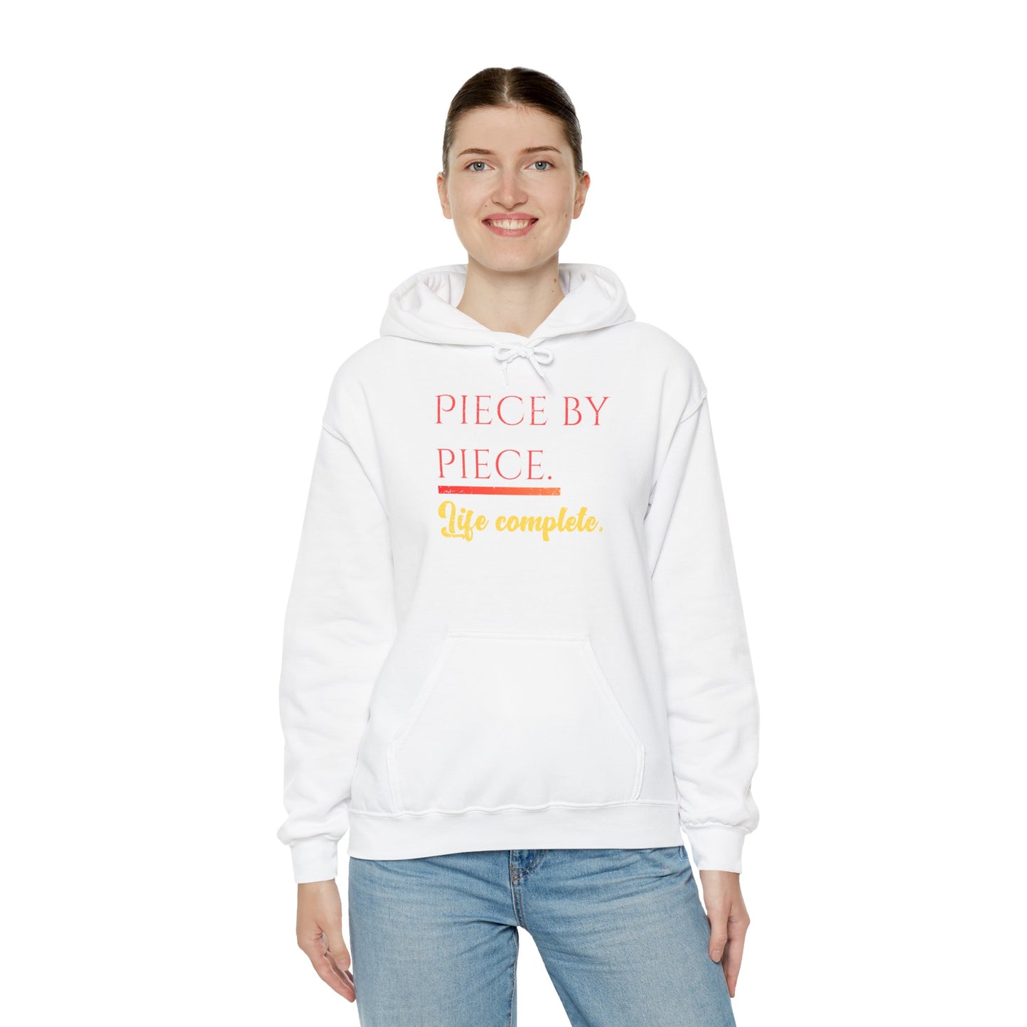 Piece by Piece Pullover Hoodie – Life Complete Distressed Sweatshirt