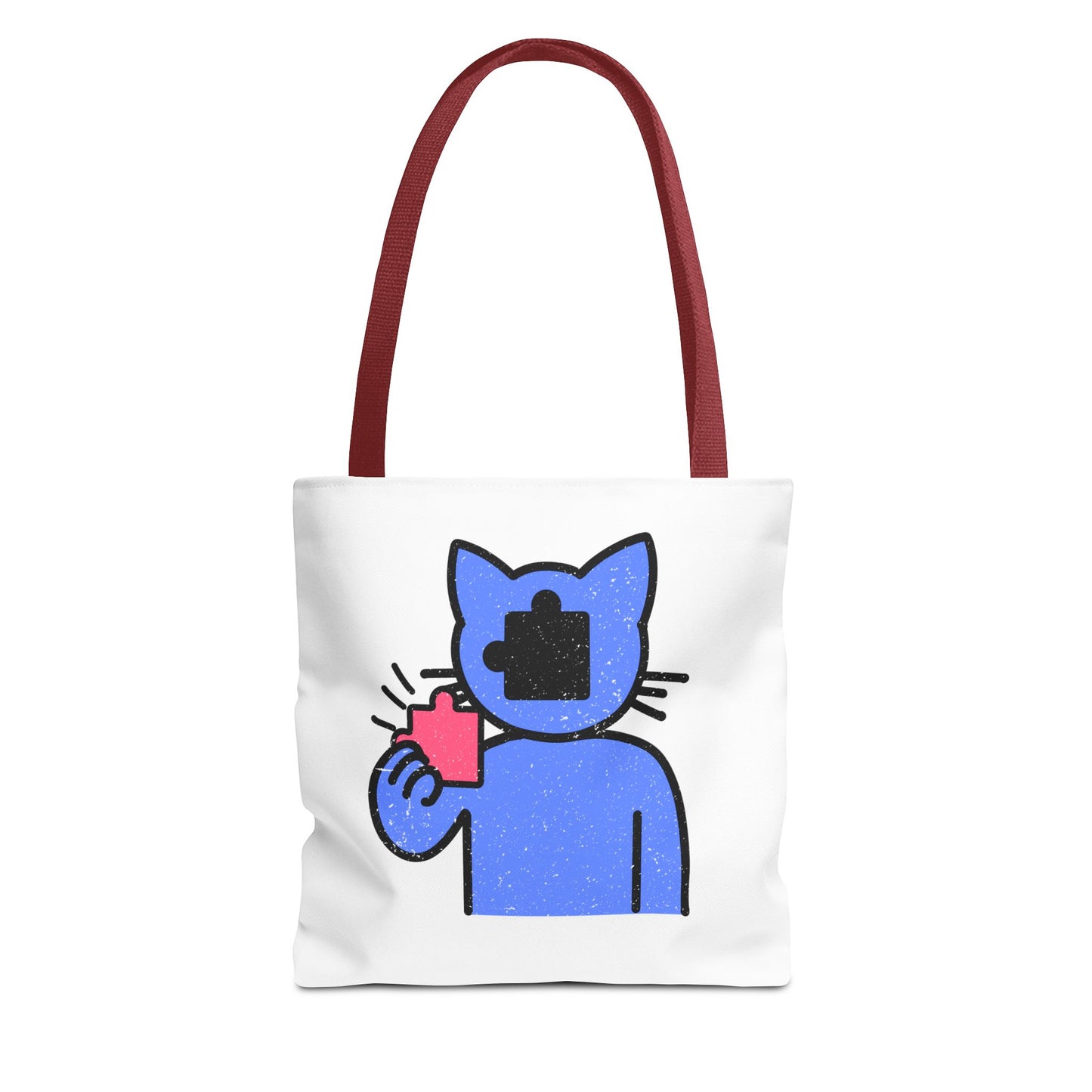 Distressed Tote Bag – Cat Puzzle Piece & Throne Design with ‘Rule’ Theme