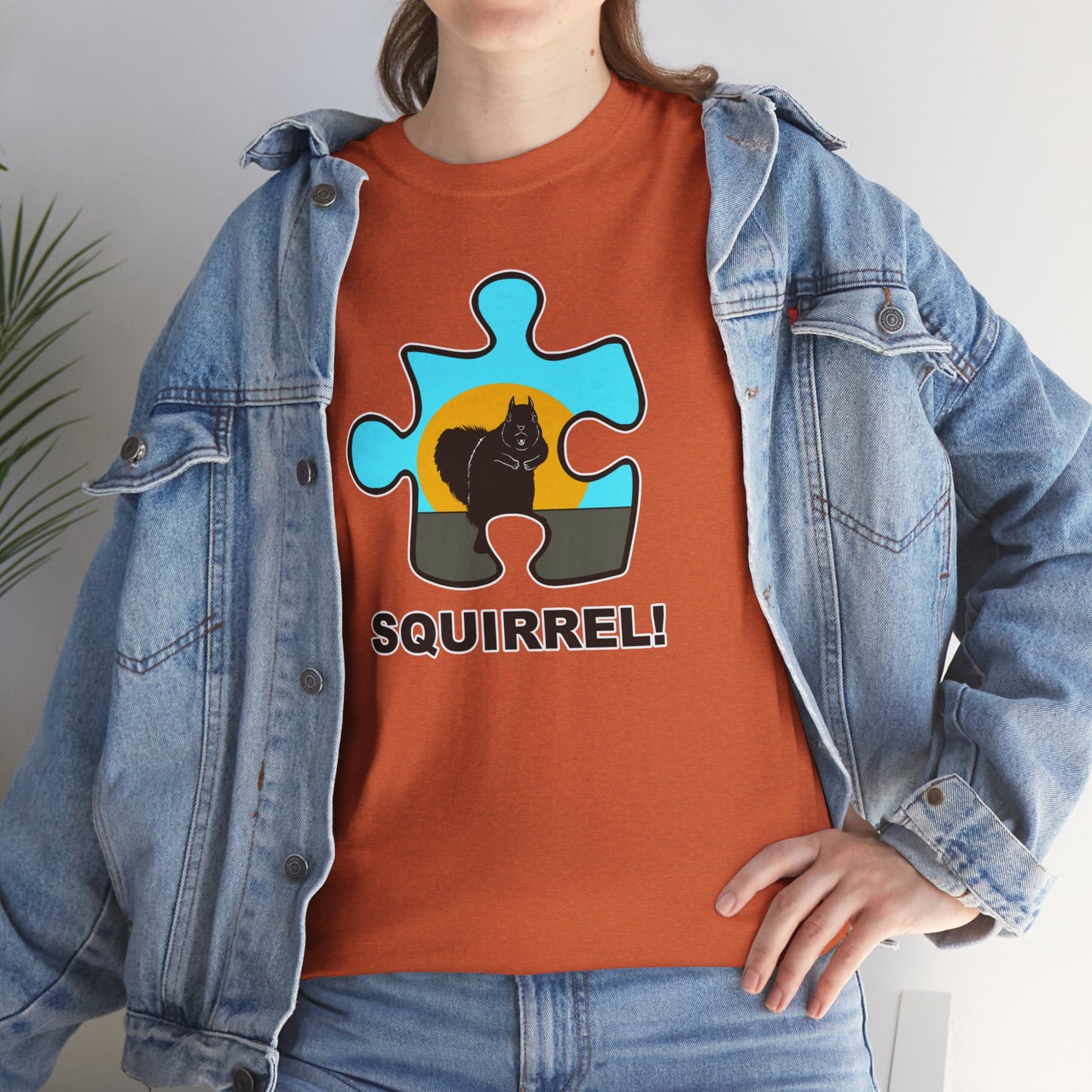 Squirrel Puzzle Piece T-Shirt – Fun Wildlife Graphic Tee – Unisex Heavy Cotton Shirt