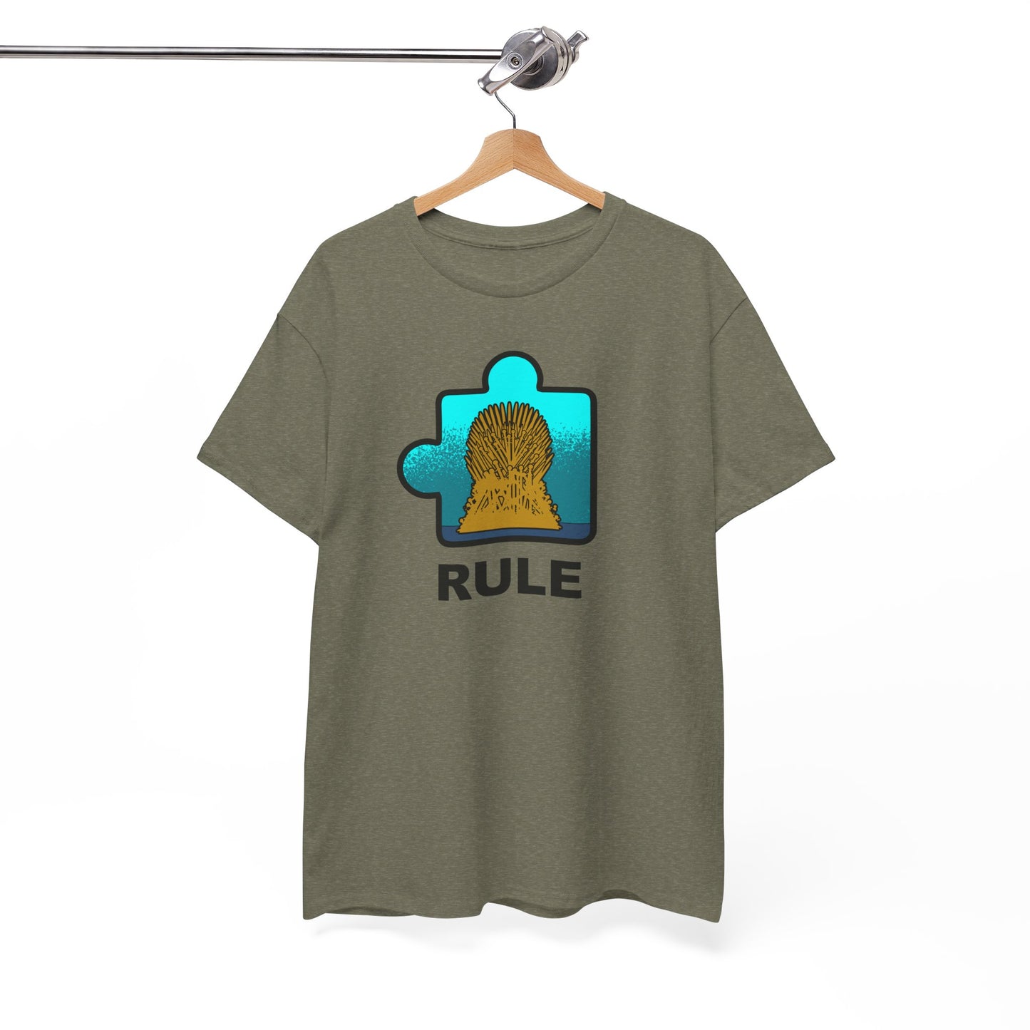 Throne Puzzle Piece T-Shirt – ‘Rule’ Graphic Tee – Unisex Heavy Cotton Shirt