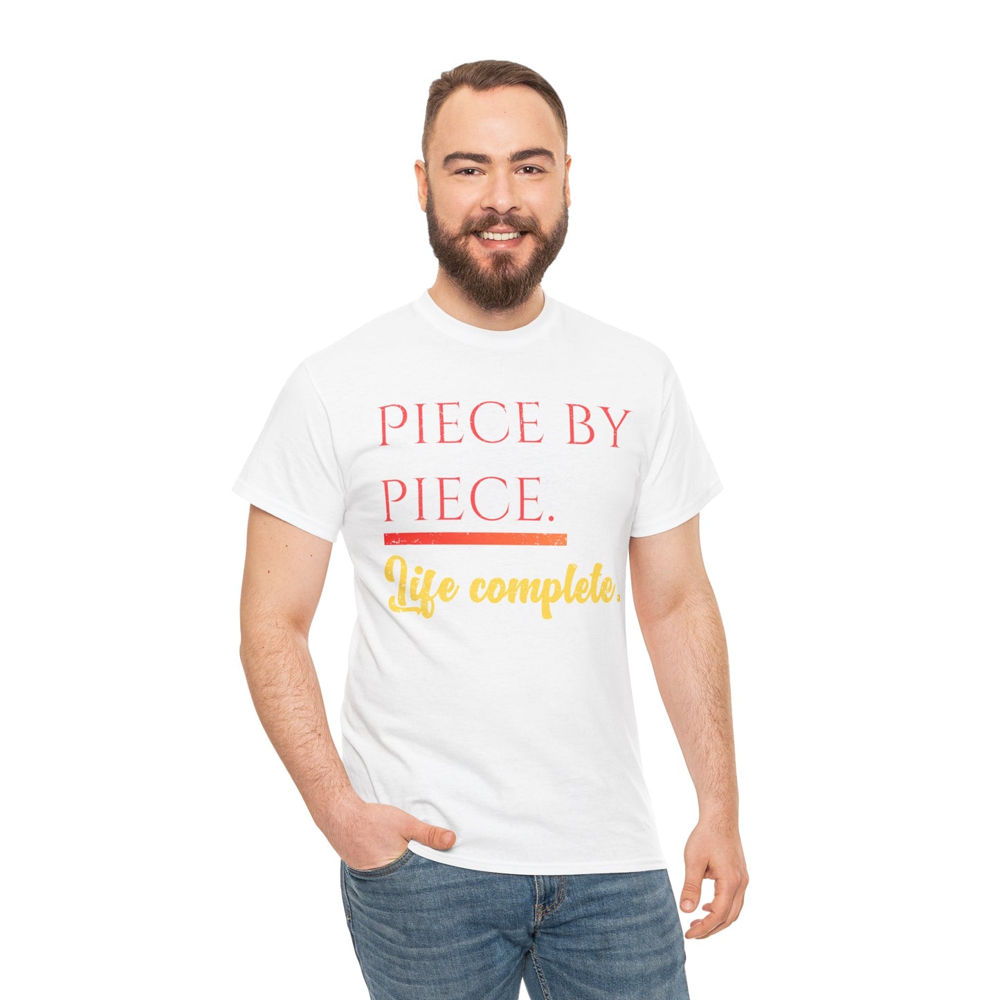 Piece by Piece Distressed T-Shirt – Life Complete Graphic Tee by Trash Cat Tee's