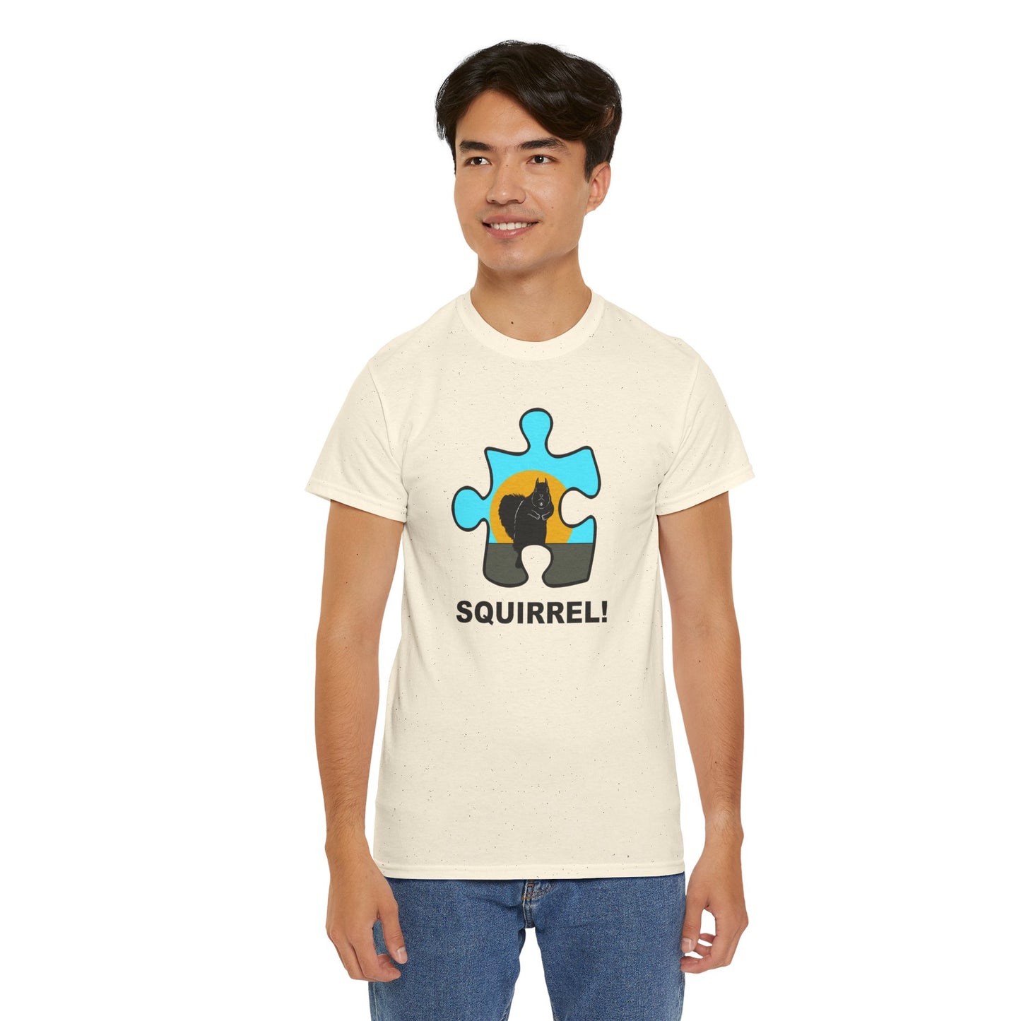 Squirrel Puzzle Piece T-Shirt – Fun Wildlife Graphic Tee – Unisex Heavy Cotton Shirt