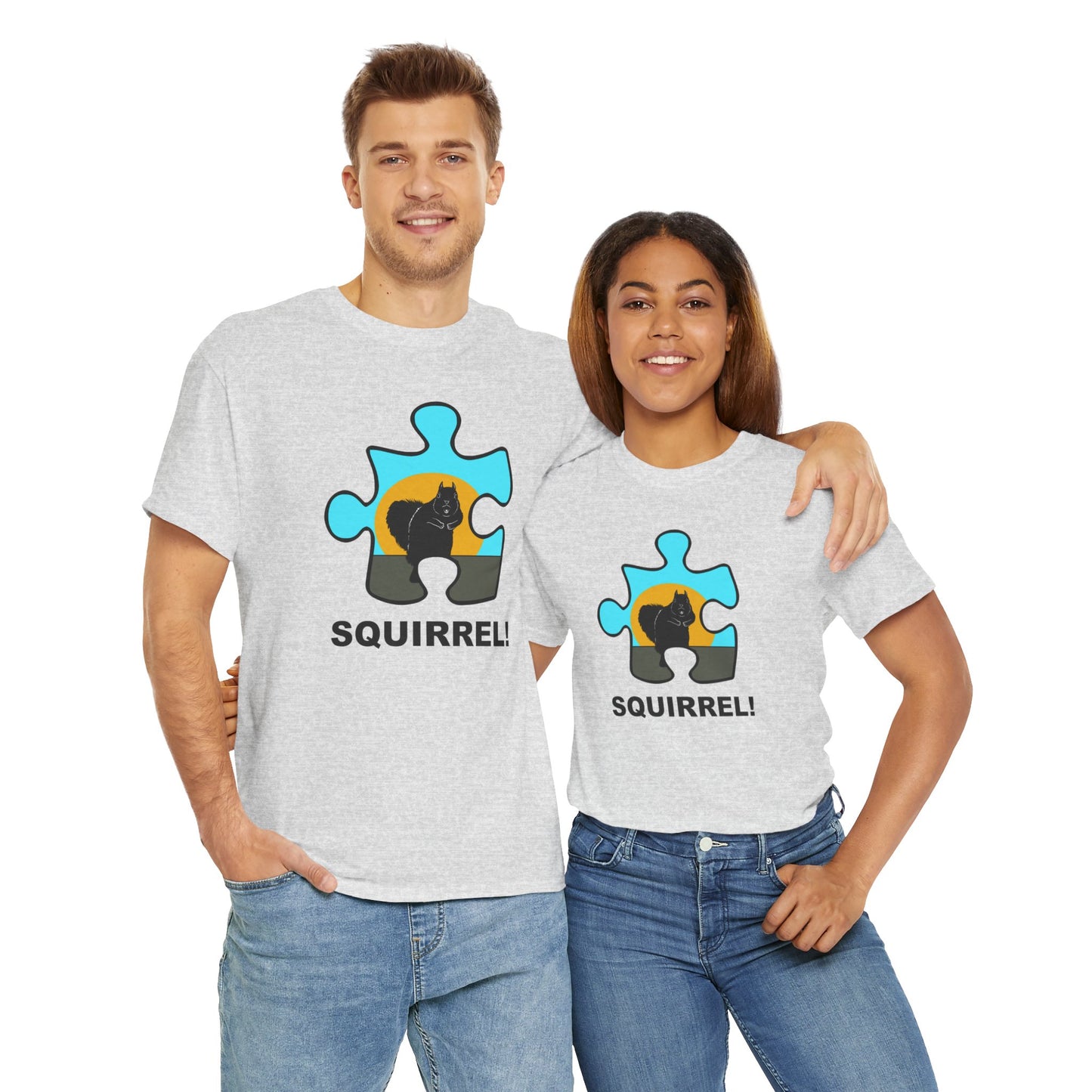 Squirrel Puzzle Piece T-Shirt – Fun Wildlife Graphic Tee – Unisex Heavy Cotton Shirt