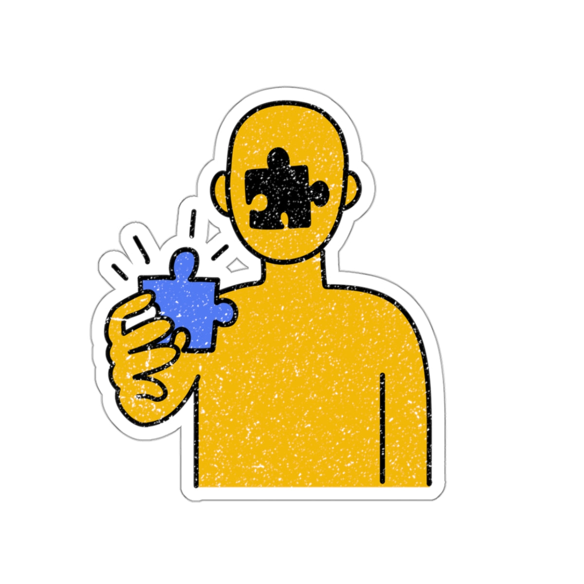 Person Gazing Puzzle Piece Stickers – Distressed Style Kiss-Cut Sticker