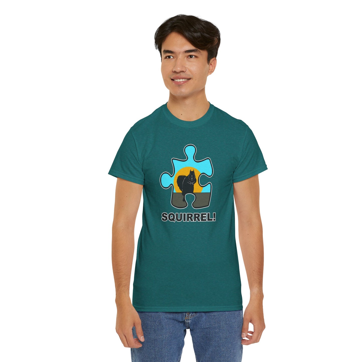 Squirrel Puzzle Piece T-Shirt – Fun Wildlife Graphic Tee – Unisex Heavy Cotton Shirt