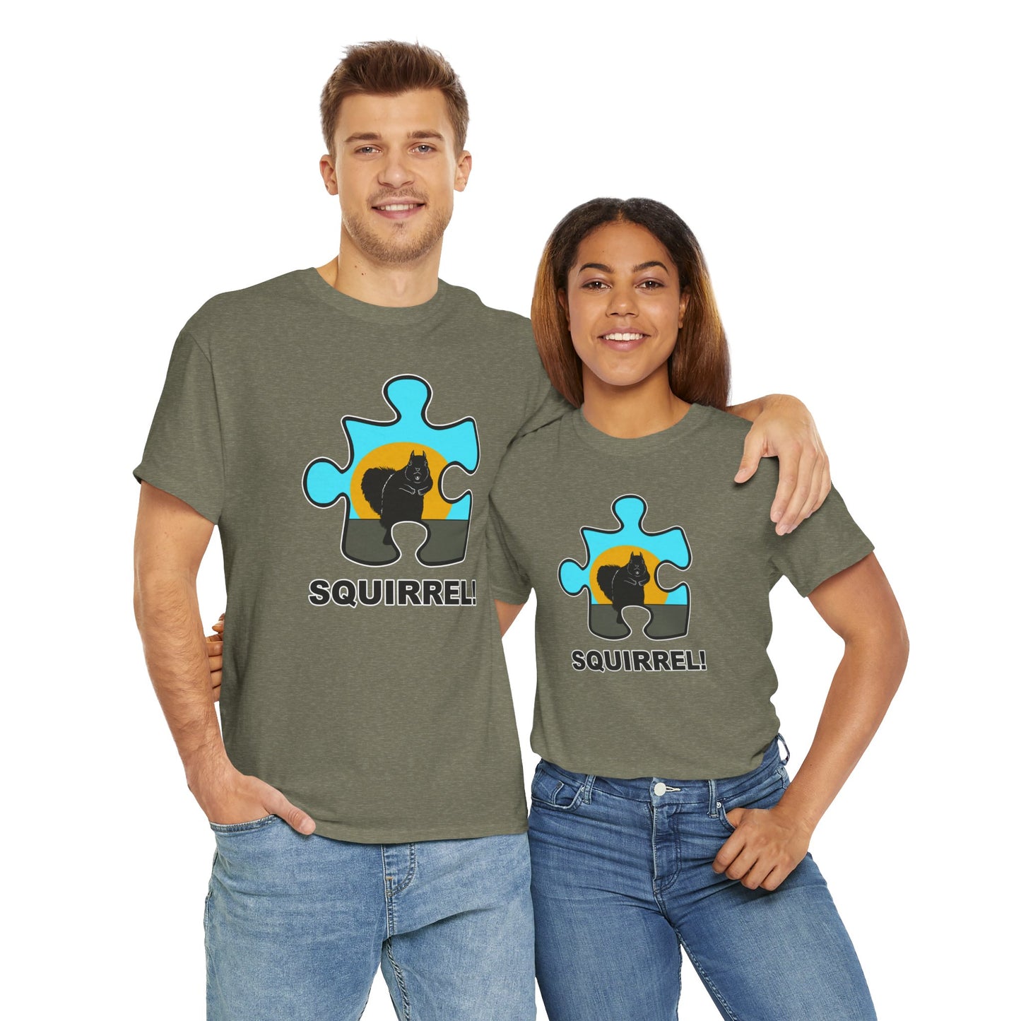 Squirrel Puzzle Piece T-Shirt – Fun Wildlife Graphic Tee – Unisex Heavy Cotton Shirt