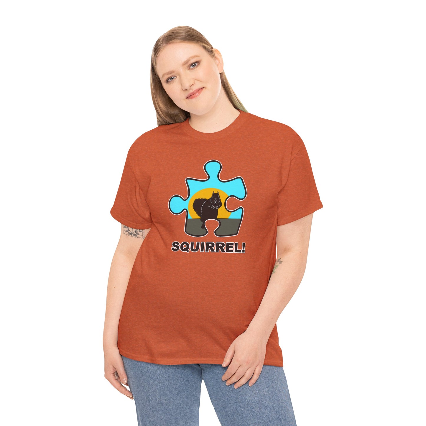 Squirrel Puzzle Piece T-Shirt – Fun Wildlife Graphic Tee – Unisex Heavy Cotton Shirt