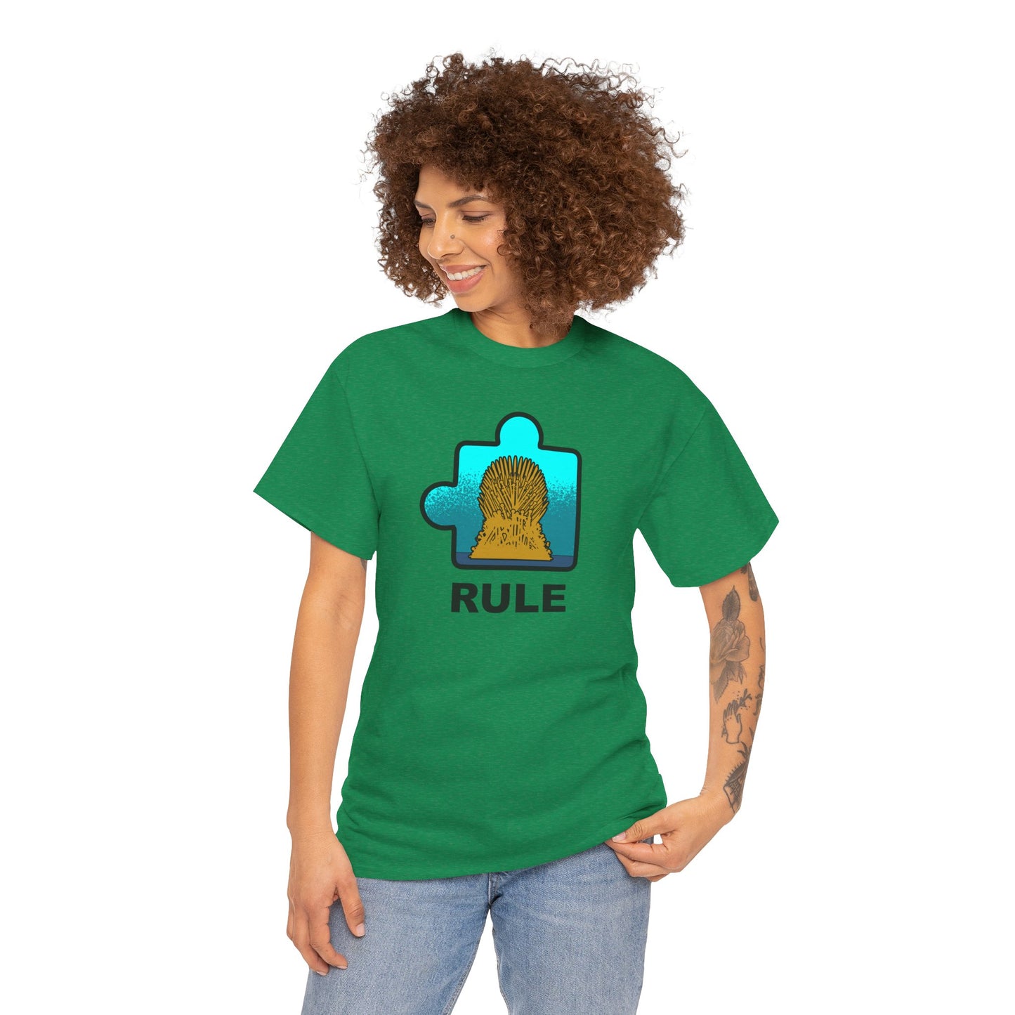 Throne Puzzle Piece T-Shirt – ‘Rule’ Graphic Tee – Unisex Heavy Cotton Shirt