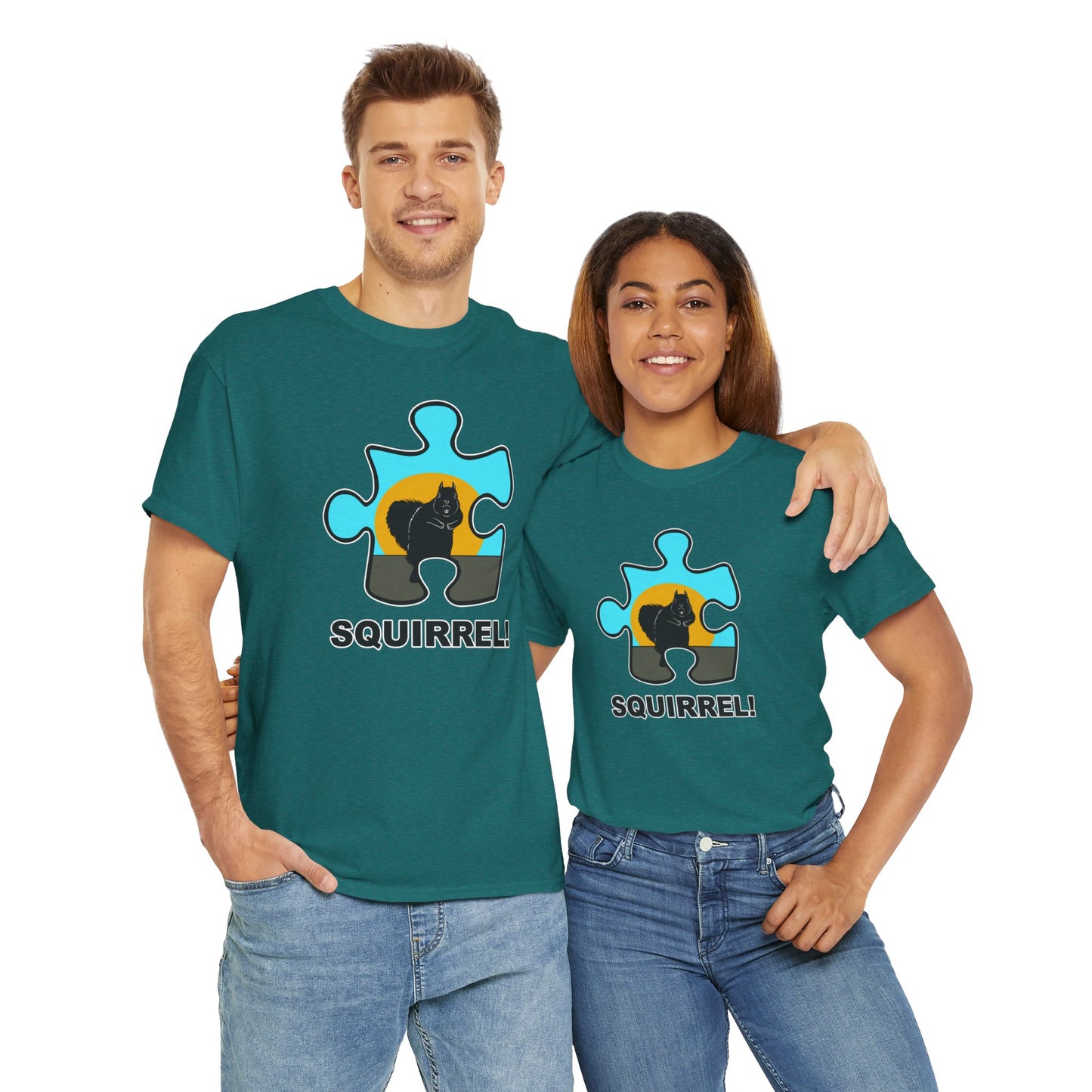Squirrel Puzzle Piece T-Shirt – Fun Wildlife Graphic Tee – Unisex Heavy Cotton Shirt