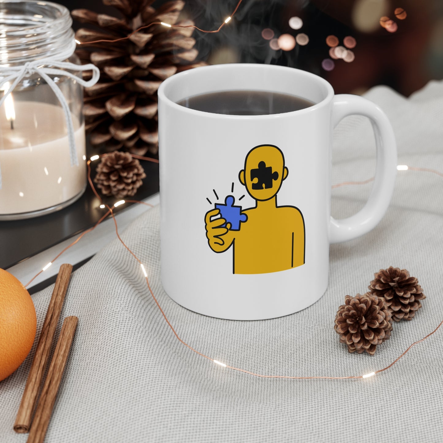 Puzzle Piece Mug – Thoughtful Human Design Ceramic Cup – 11oz