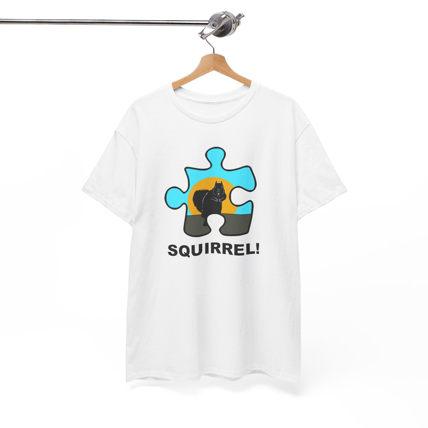 Squirrel Puzzle Piece T-Shirt – Fun Wildlife Graphic Tee – Unisex Heavy Cotton Shirt