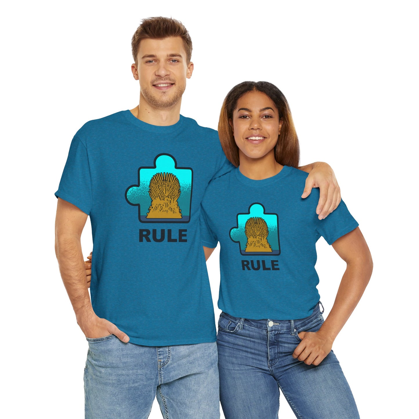Throne Puzzle Piece T-Shirt – ‘Rule’ Graphic Tee – Unisex Heavy Cotton Shirt
