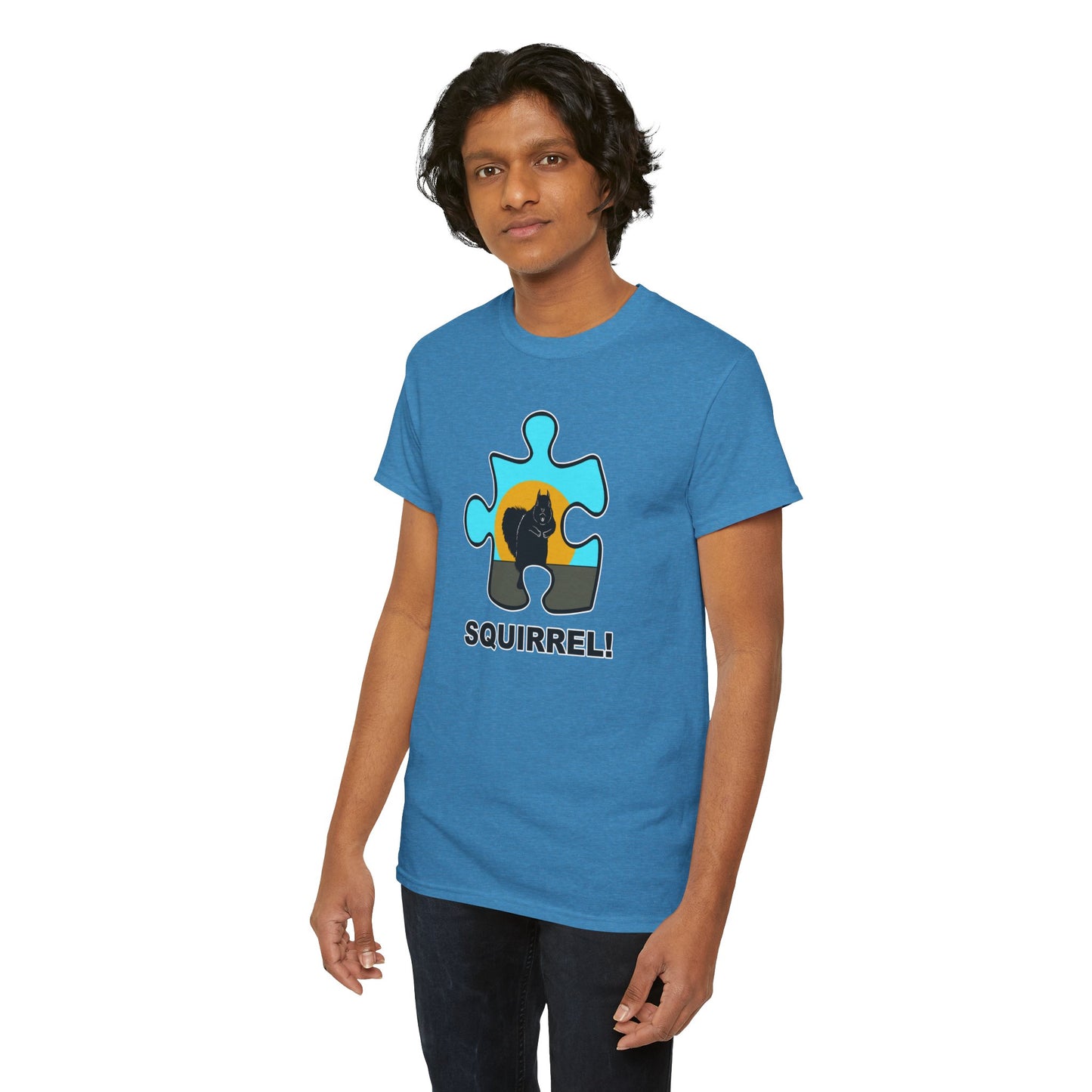 Squirrel Puzzle Piece T-Shirt – Fun Wildlife Graphic Tee – Unisex Heavy Cotton Shirt