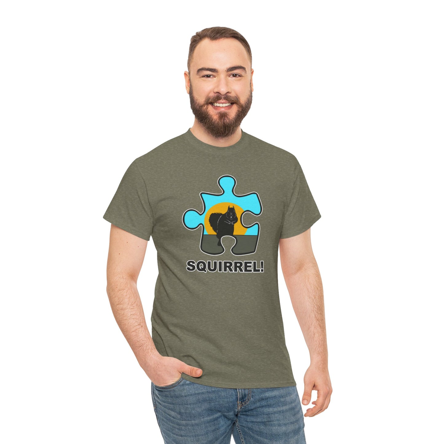 Squirrel Puzzle Piece T-Shirt – Fun Wildlife Graphic Tee – Unisex Heavy Cotton Shirt