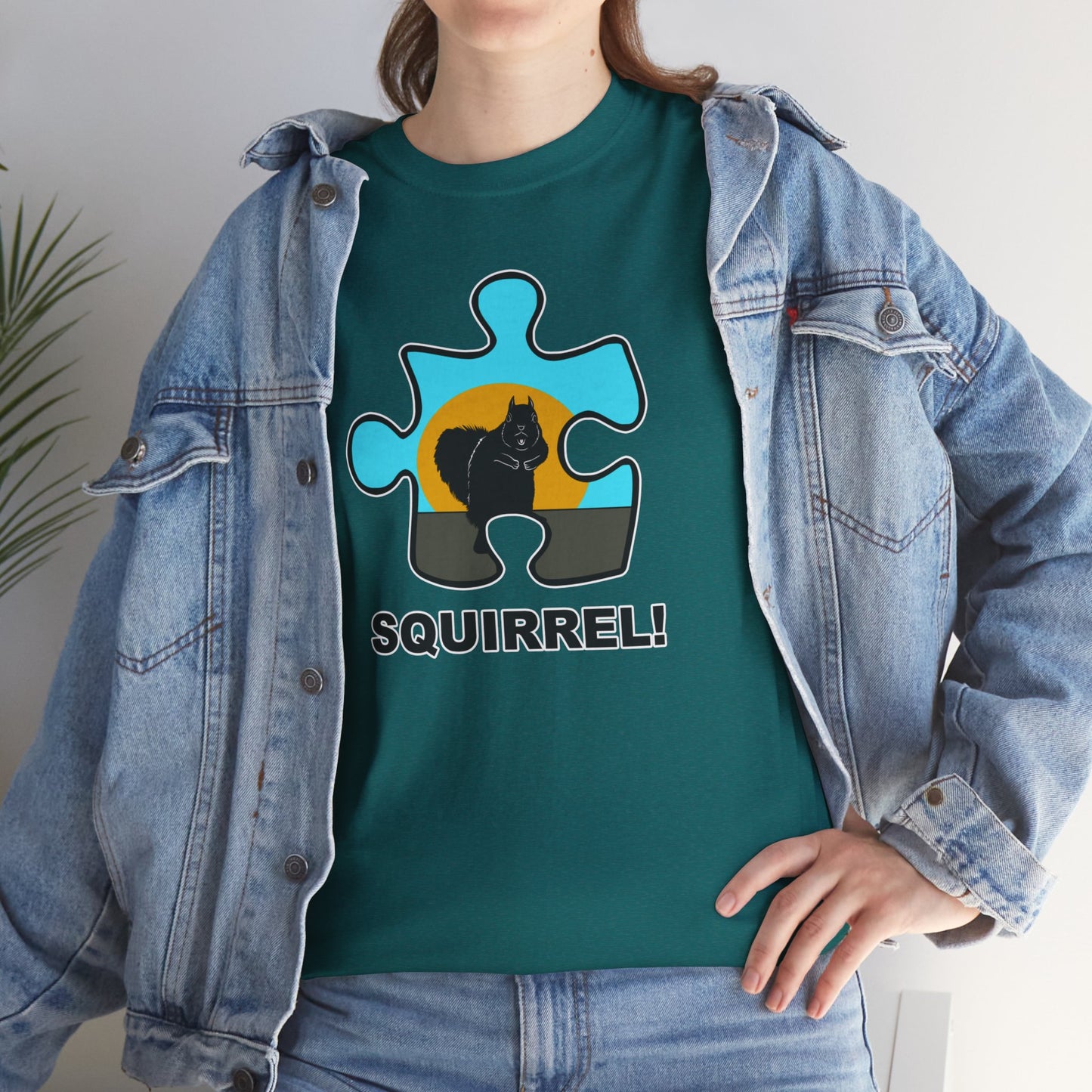 Squirrel Puzzle Piece T-Shirt – Fun Wildlife Graphic Tee – Unisex Heavy Cotton Shirt
