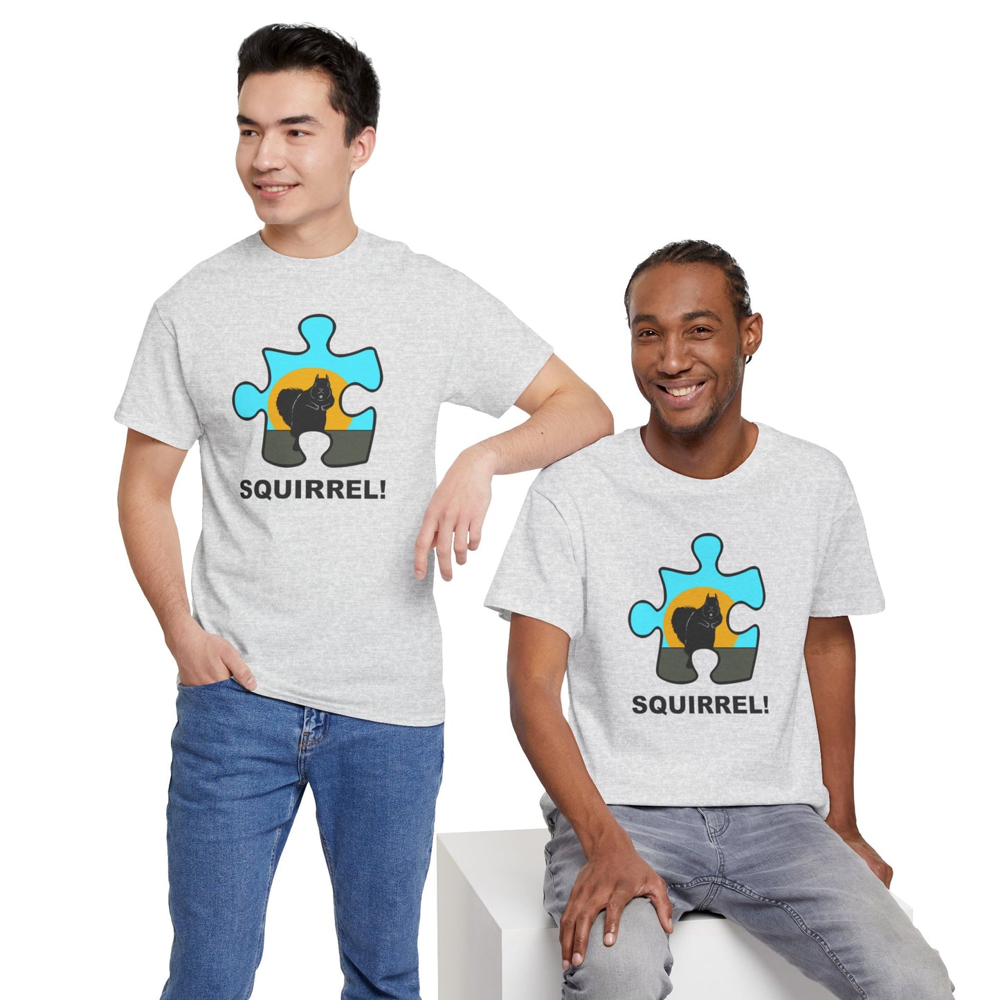 Squirrel Puzzle Piece T-Shirt – Fun Wildlife Graphic Tee – Unisex Heavy Cotton Shirt