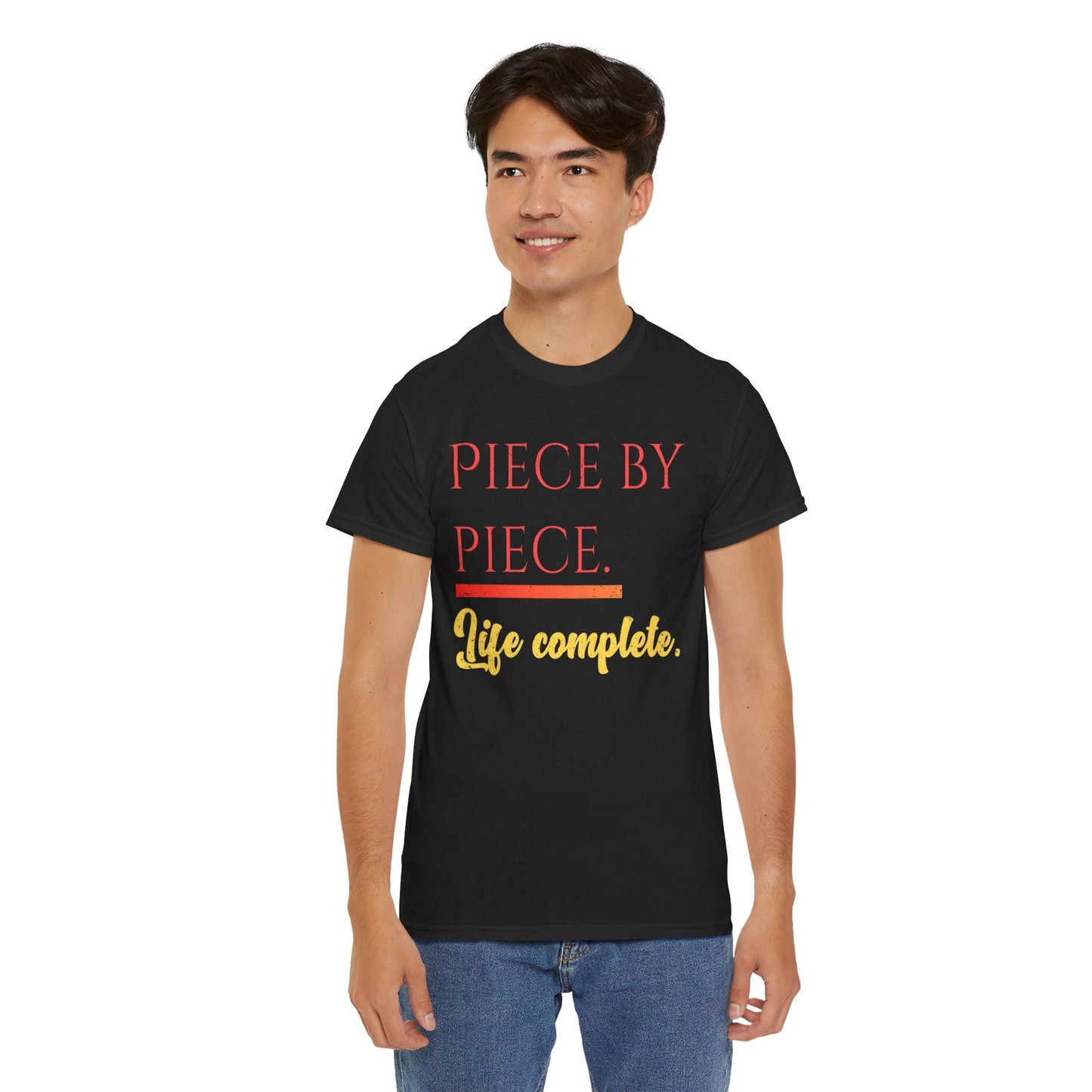 Piece by Piece Distressed T-Shirt – Life Complete Graphic Tee by Trash Cat Tee's