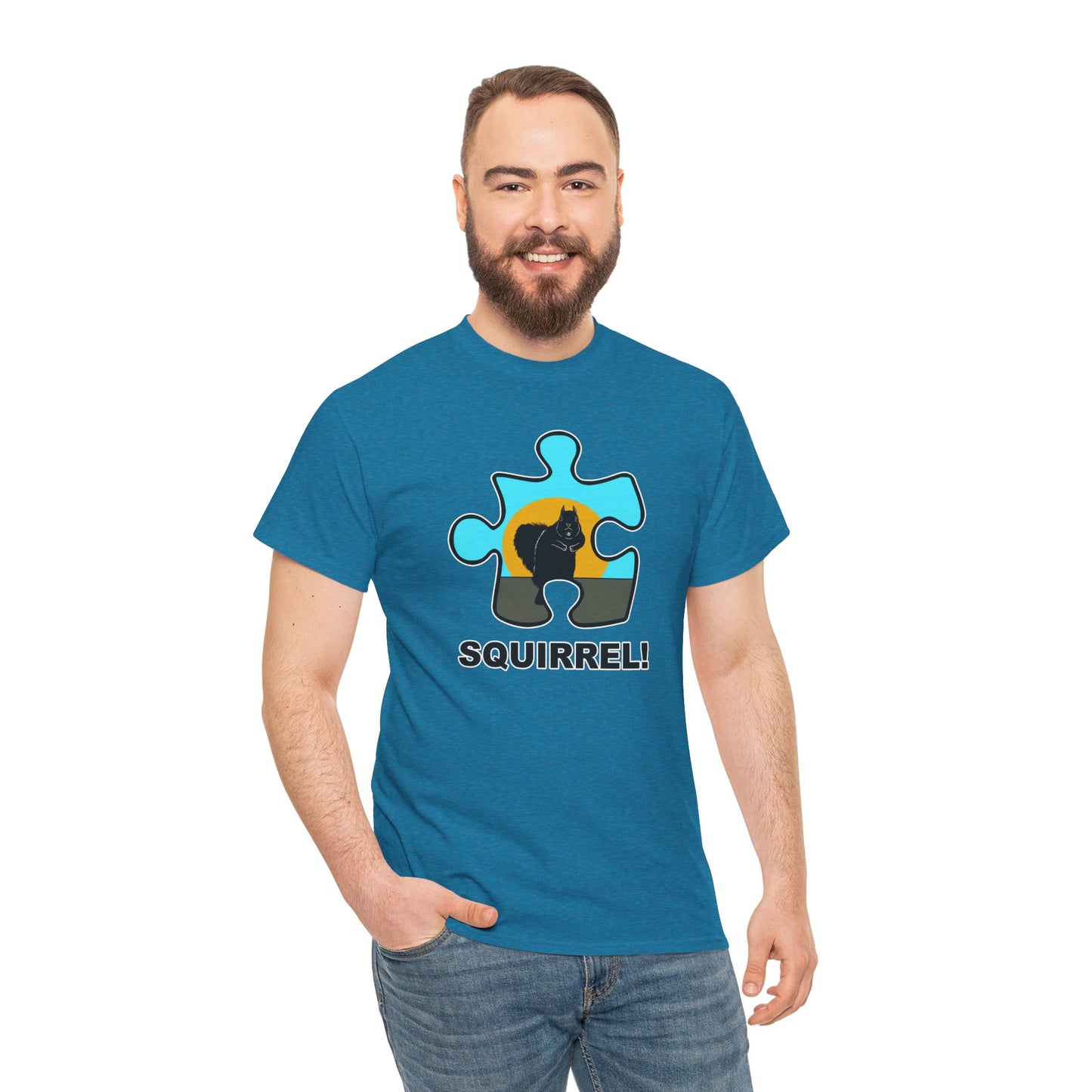 Squirrel Puzzle Piece T-Shirt – Fun Wildlife Graphic Tee – Unisex Heavy Cotton Shirt