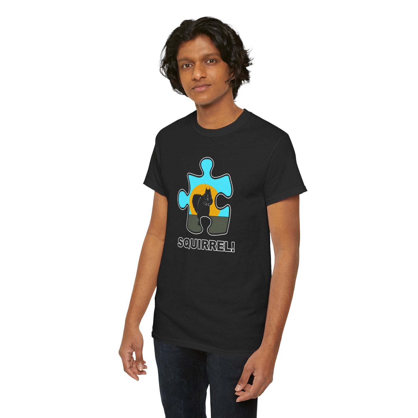 Squirrel Puzzle Piece T-Shirt – Fun Wildlife Graphic Tee – Unisex Heavy Cotton Shirt