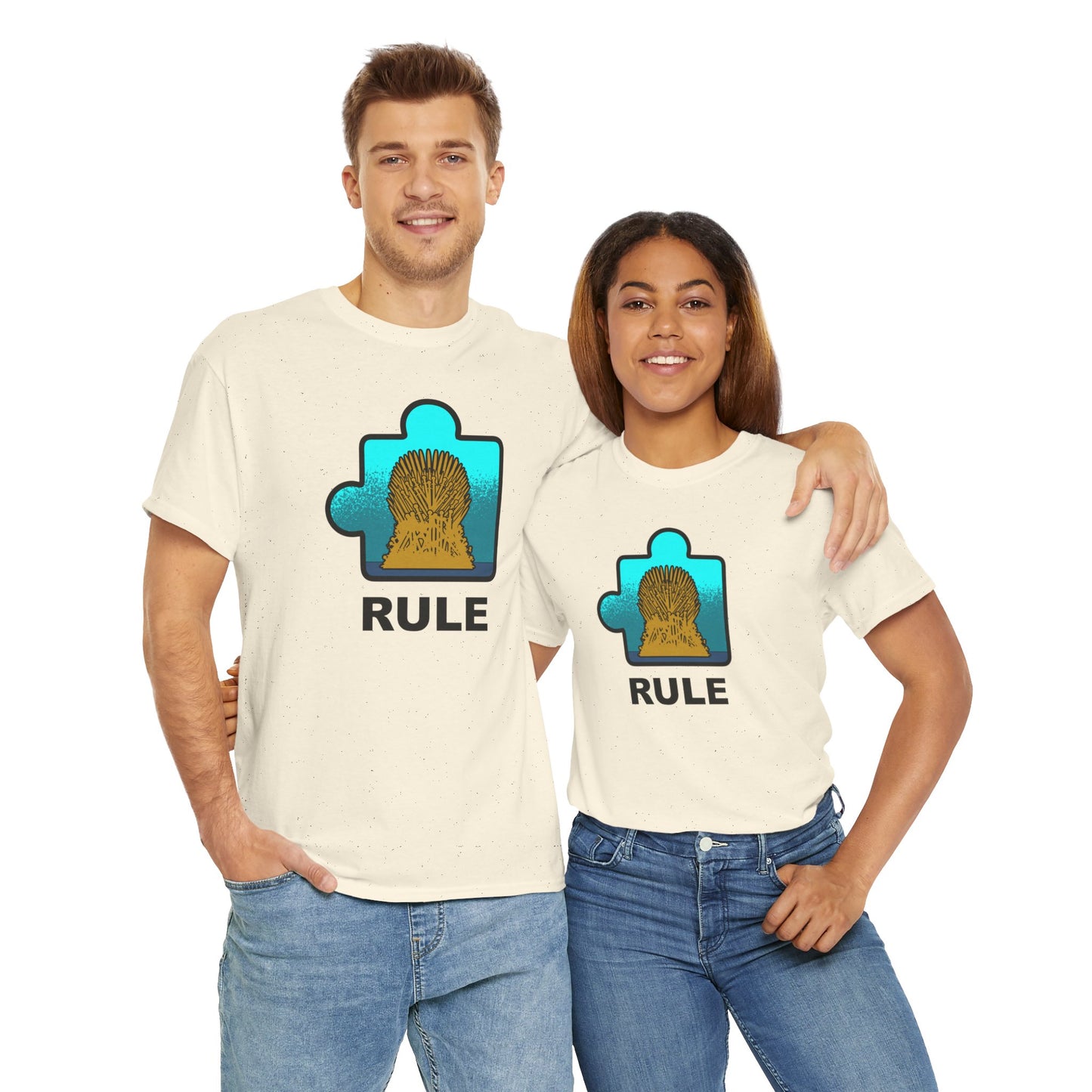 Throne Puzzle Piece T-Shirt – ‘Rule’ Graphic Tee – Unisex Heavy Cotton Shirt