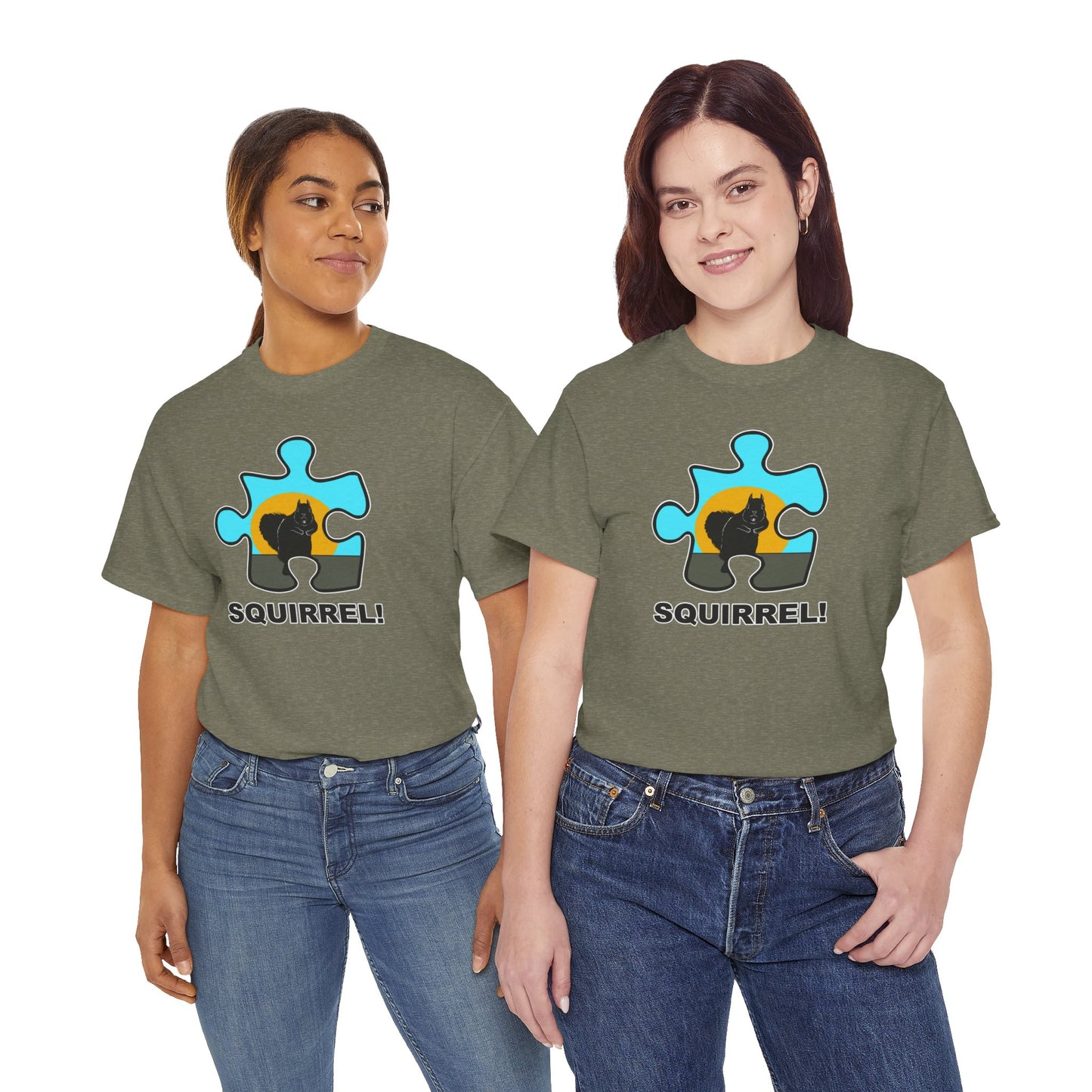 Squirrel Puzzle Piece T-Shirt – Fun Wildlife Graphic Tee – Unisex Heavy Cotton Shirt