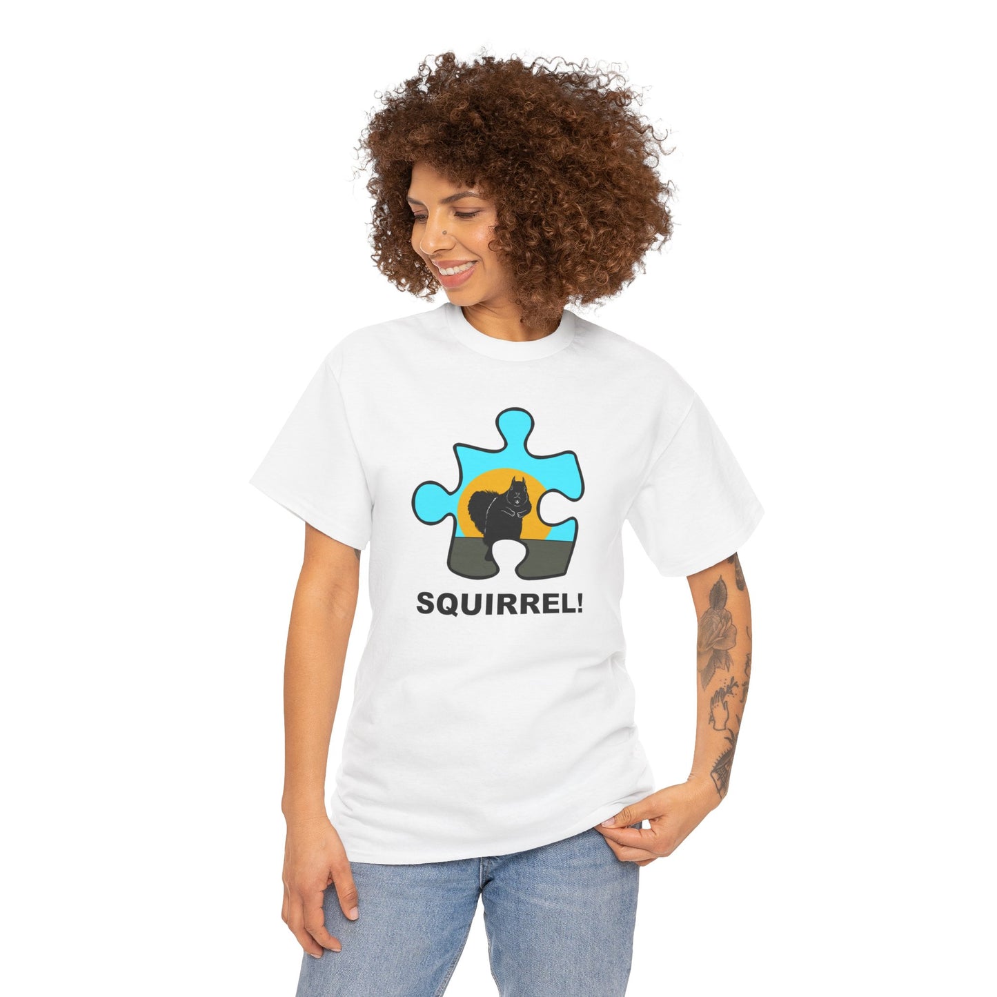 Squirrel Puzzle Piece T-Shirt – Fun Wildlife Graphic Tee – Unisex Heavy Cotton Shirt