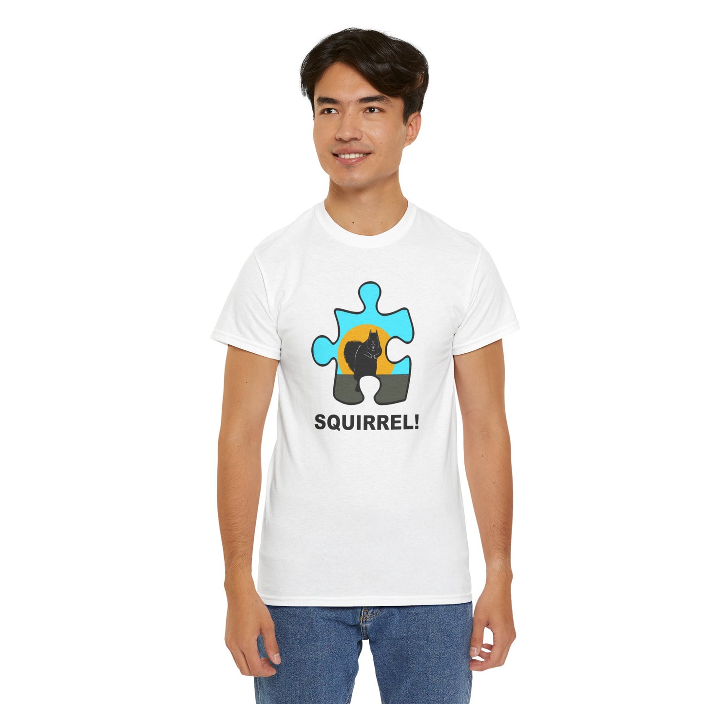 Squirrel Puzzle Piece T-Shirt – Fun Wildlife Graphic Tee – Unisex Heavy Cotton Shirt