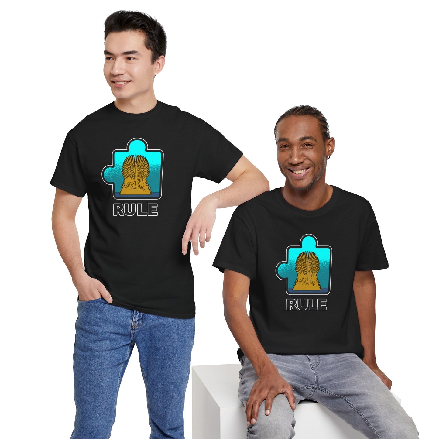 Throne Puzzle Piece T-Shirt – ‘Rule’ Graphic Tee – Unisex Heavy Cotton Shirt