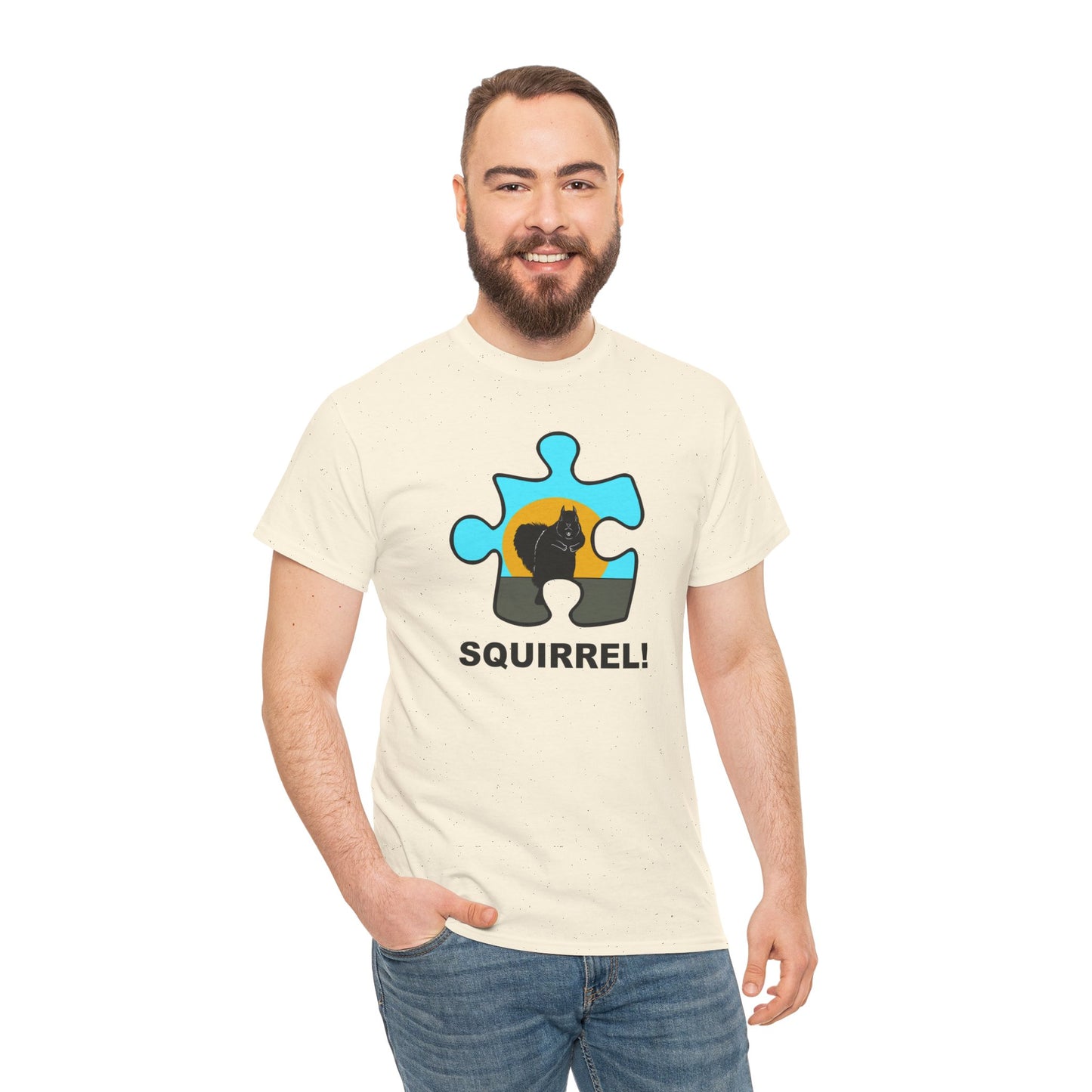 Squirrel Puzzle Piece T-Shirt – Fun Wildlife Graphic Tee – Unisex Heavy Cotton Shirt