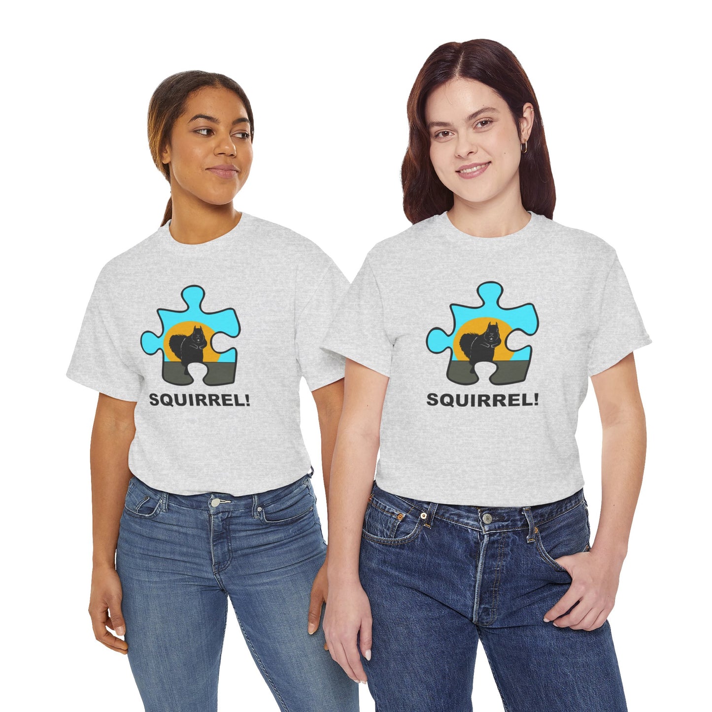 Squirrel Puzzle Piece T-Shirt – Fun Wildlife Graphic Tee – Unisex Heavy Cotton Shirt
