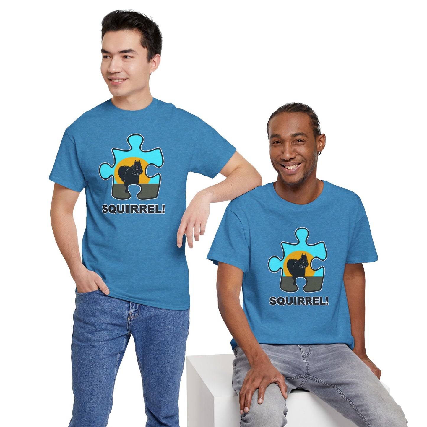 Squirrel Puzzle Piece T-Shirt – Fun Wildlife Graphic Tee – Unisex Heavy Cotton Shirt