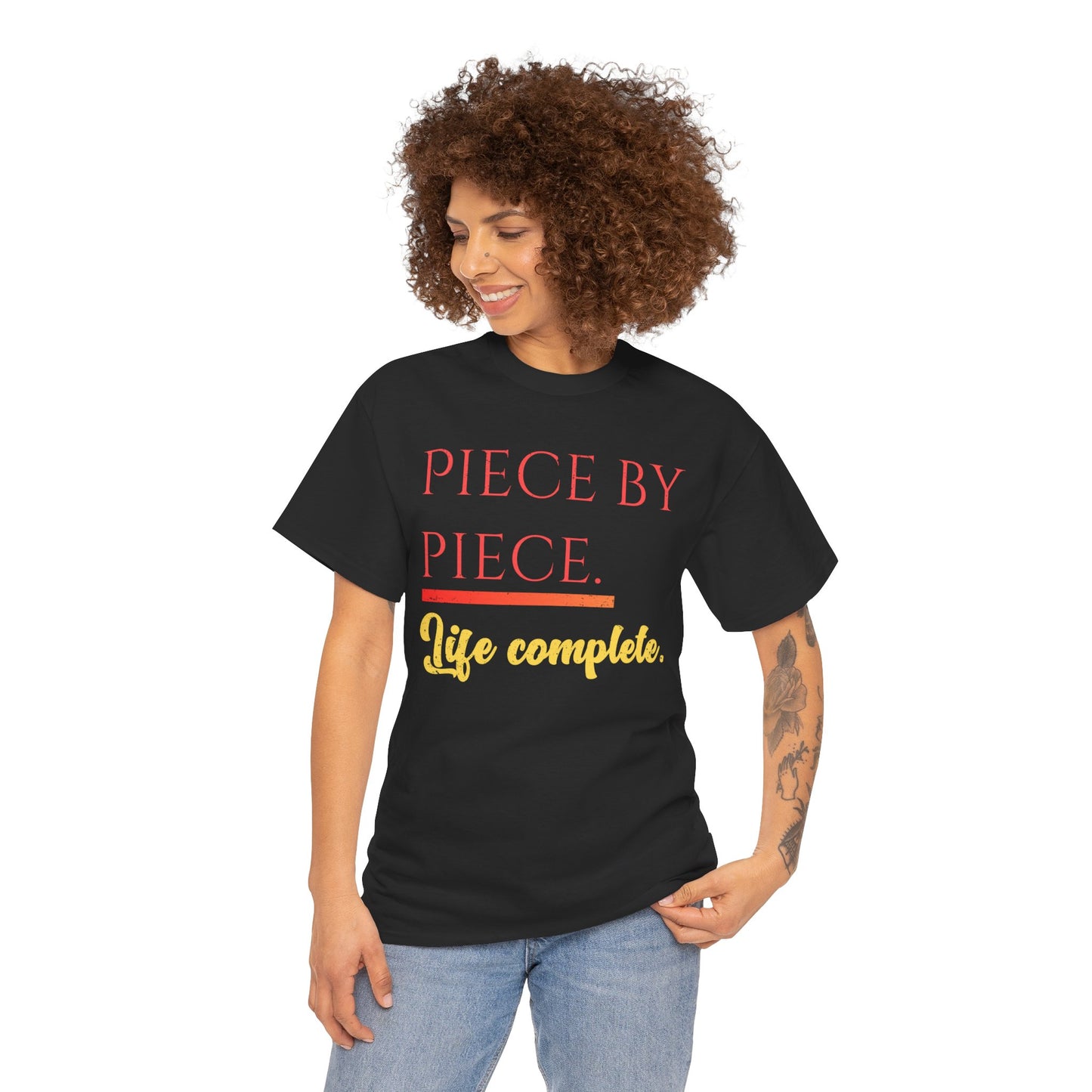 Piece by Piece Distressed T-Shirt – Life Complete Graphic Tee by Trash Cat Tee's