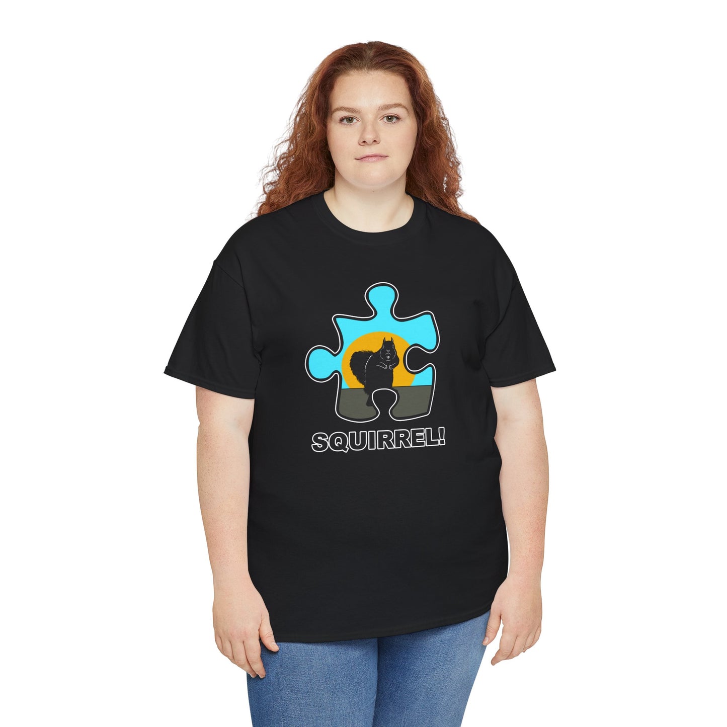 Squirrel Puzzle Piece T-Shirt – Fun Wildlife Graphic Tee – Unisex Heavy Cotton Shirt