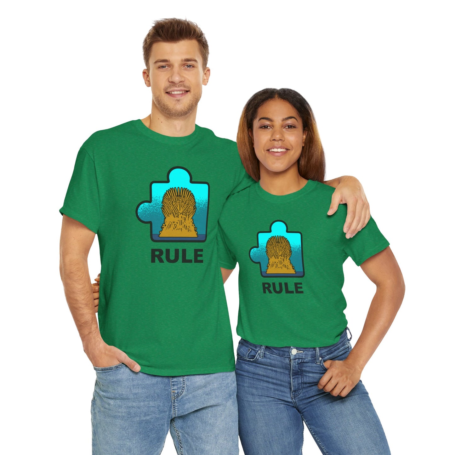 Throne Puzzle Piece T-Shirt – ‘Rule’ Graphic Tee – Unisex Heavy Cotton Shirt