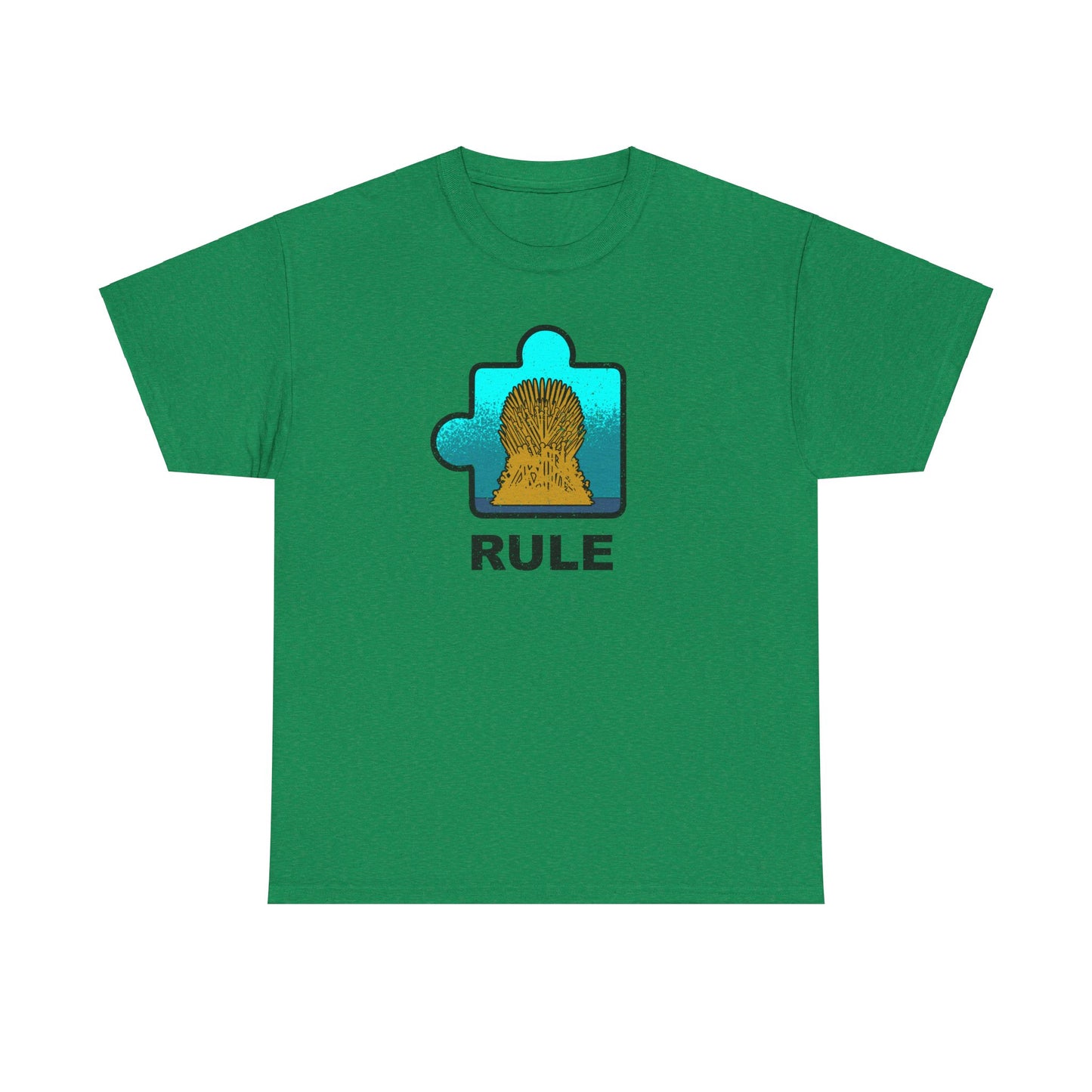 Throne Puzzle Piece T-Shirt – ‘Rule’ Graphic Tee – Unisex Heavy Cotton Shirt Distressed Style